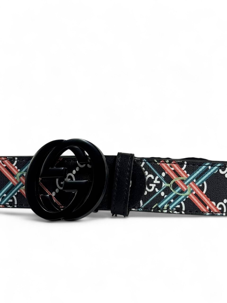 Gucci Patterned Belt 120 cm 🖤 | Multicolor Design & Matte Black Buckle 🔥🌈 - MASTERPIECE