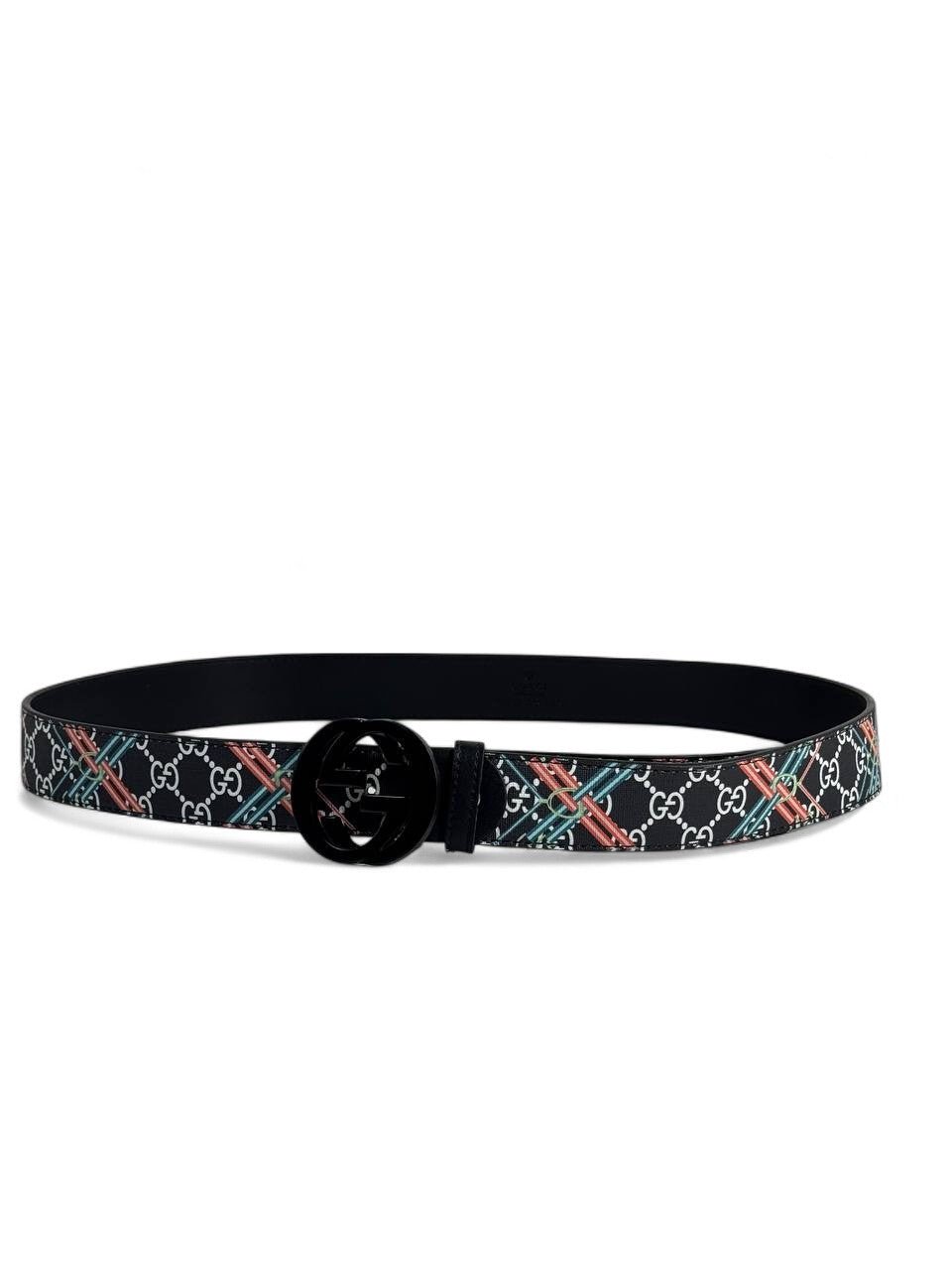 Gucci Patterned Belt 120 cm 🖤 | Multicolor Design & Matte Black Buckle 🔥🌈 - MASTERPIECE