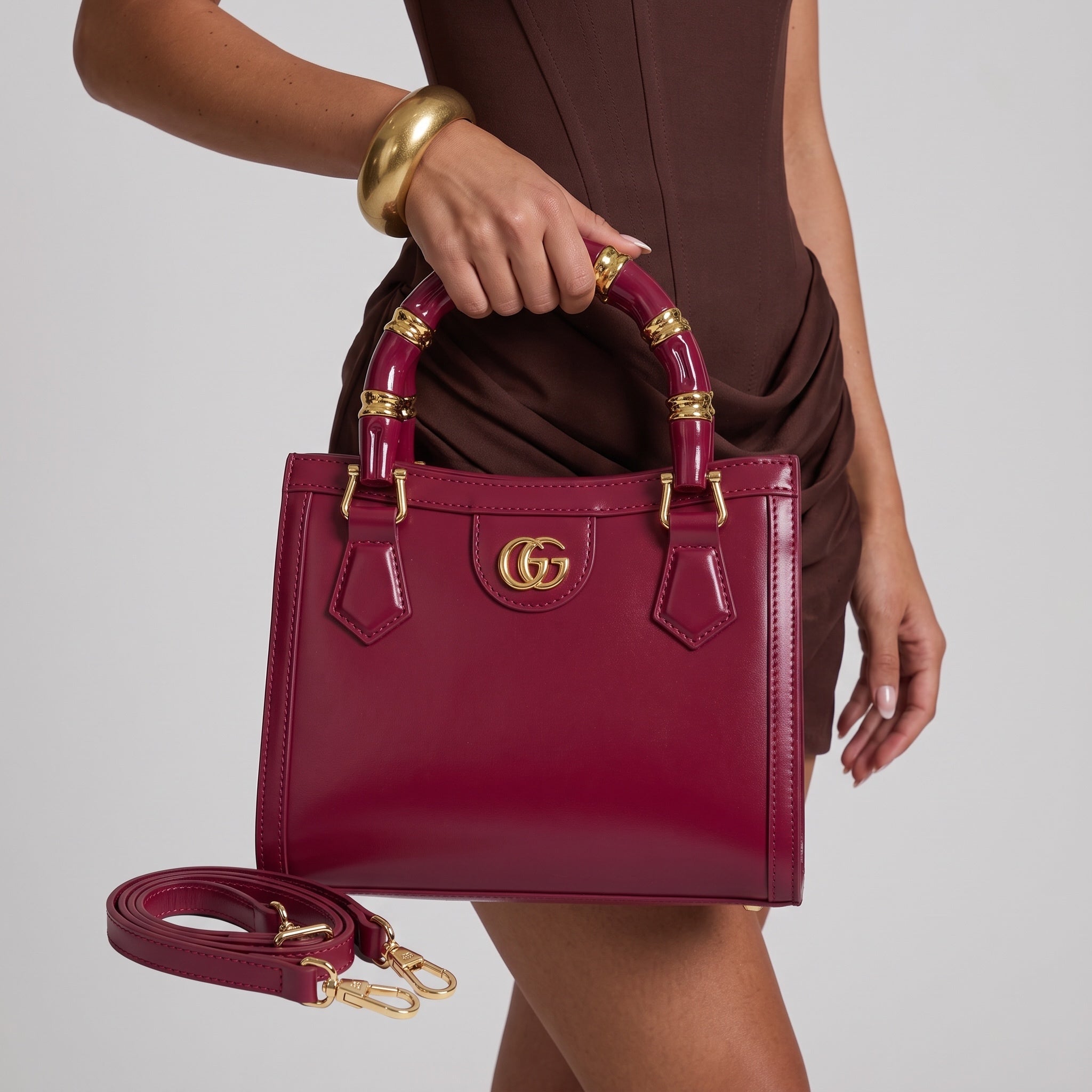 Gucci Small Tote – Burgundy Bamboo Handle 👜 - MASTERPIECE