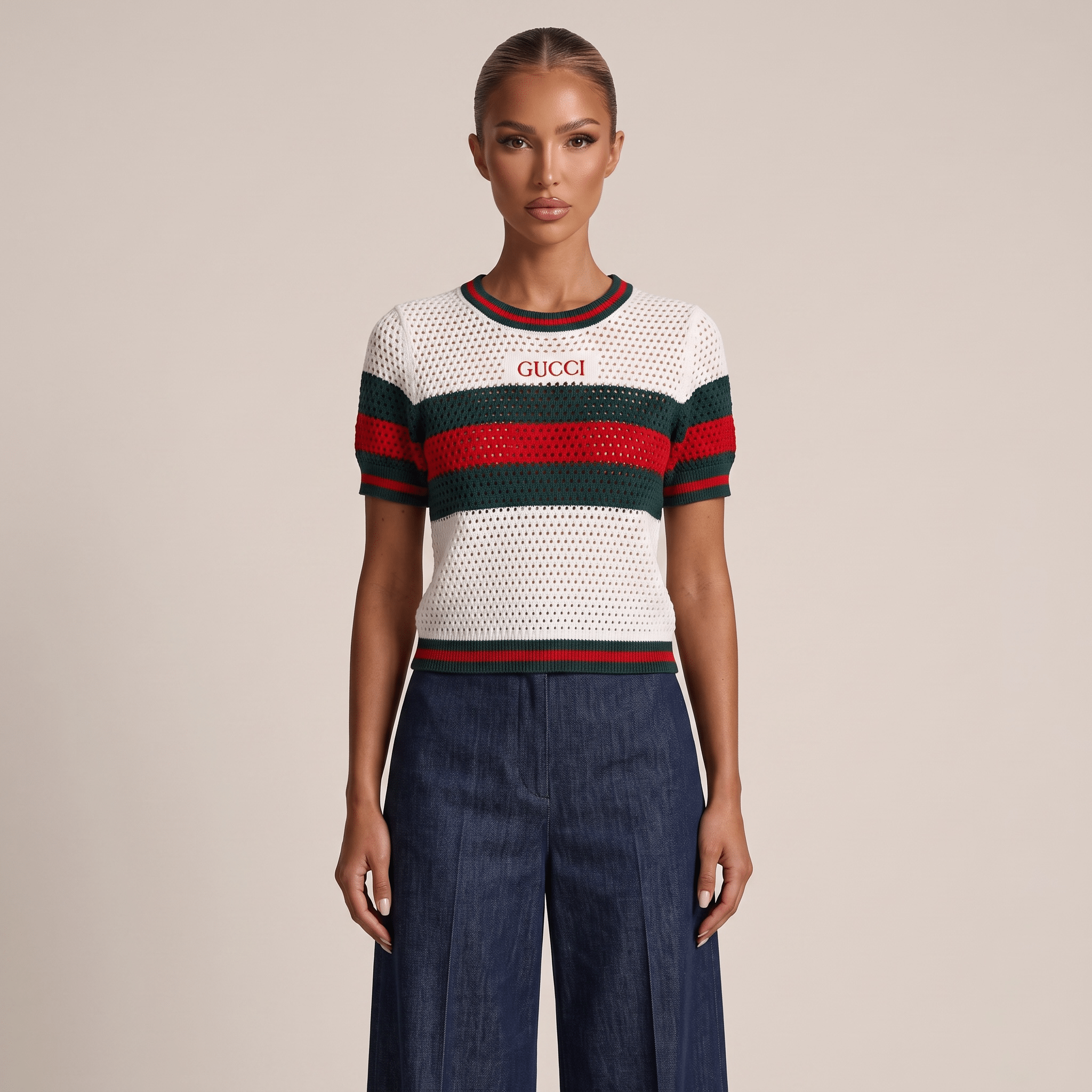 🤍❤️💚 Gucci Web Stripe Open Knit Top | One Size - MASTERPIECE