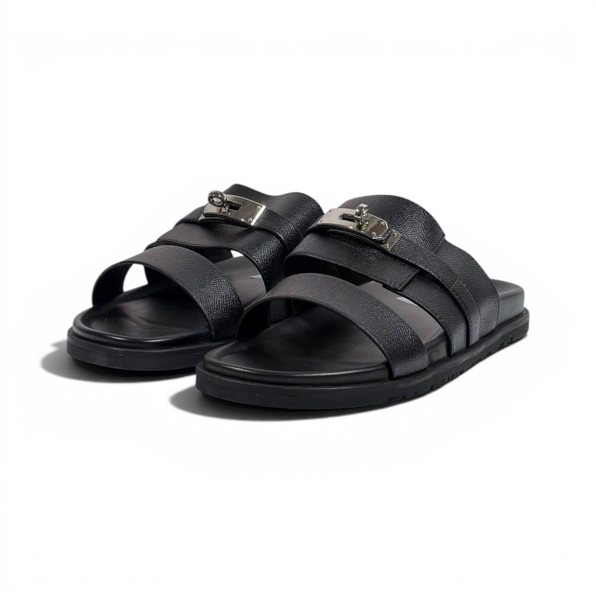 Hermès Black Luxury Slide Sandals – Premium Designer Summer Slippers 🖤✨ - MASTERPIECE