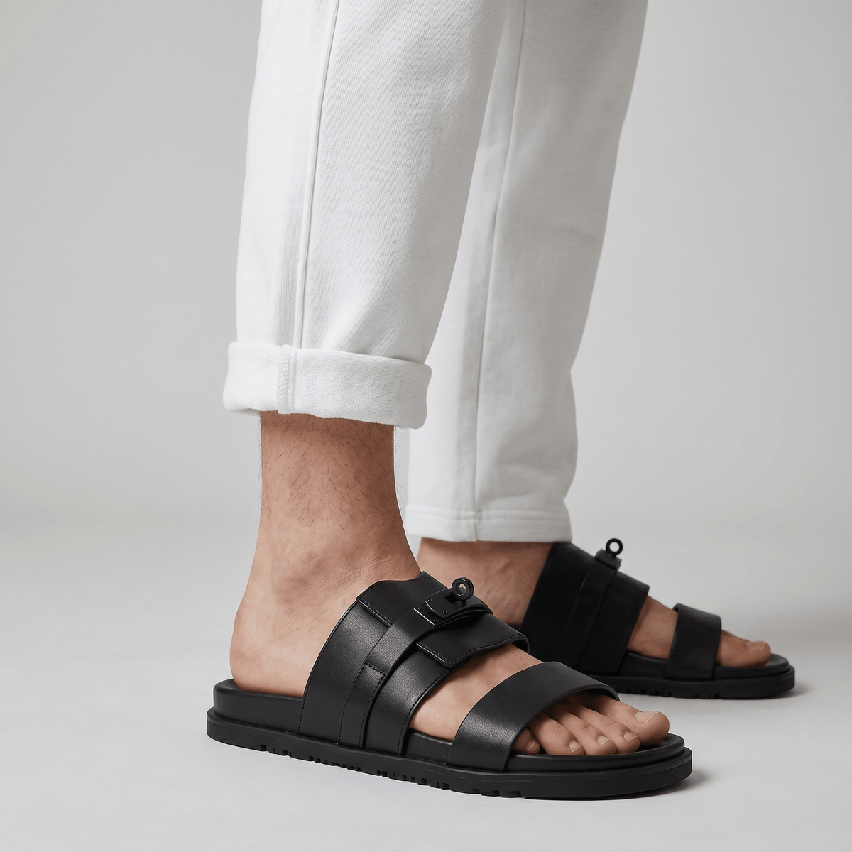 Hermès Black Luxury Slide Sandals – Premium Designer Summer Slippers 🖤✨ - MASTERPIECE
