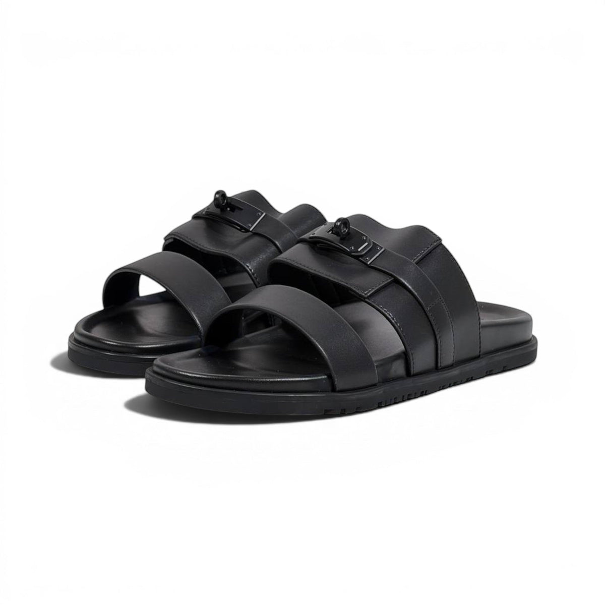 Hermès Black Luxury Slide Sandals – Premium Designer Summer Slippers 🖤✨ - MASTERPIECE