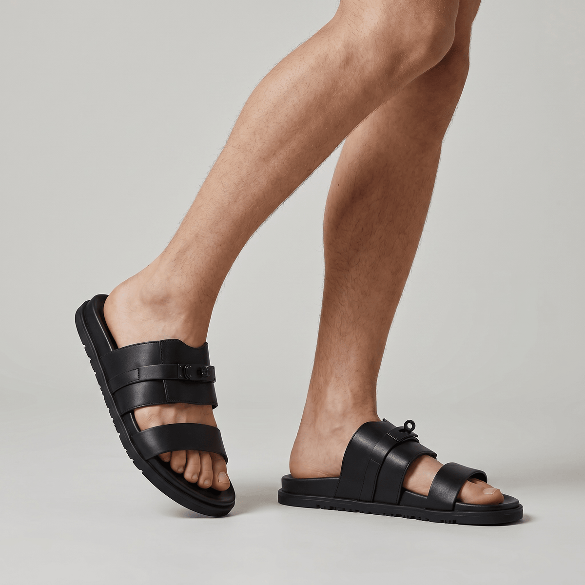 Hermès Black Luxury Slide Sandals – Premium Designer Summer Slippers 🖤✨ - MASTERPIECE