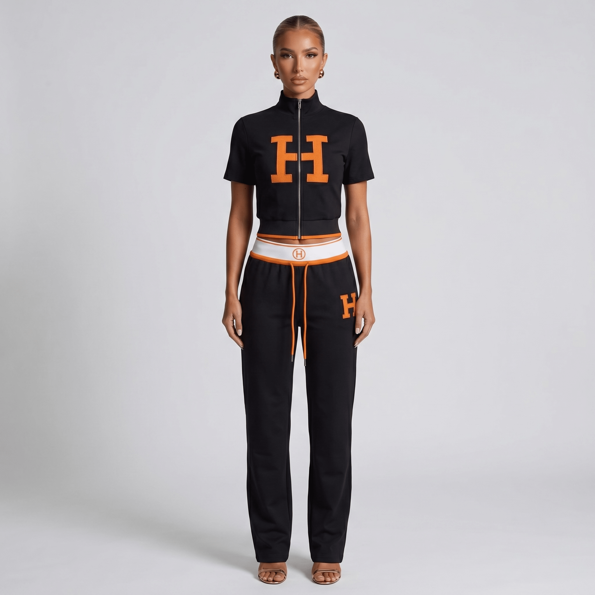 Hermès Black & Orange Logo Tracksuit Set 🖤🧡 - MASTERPIECE