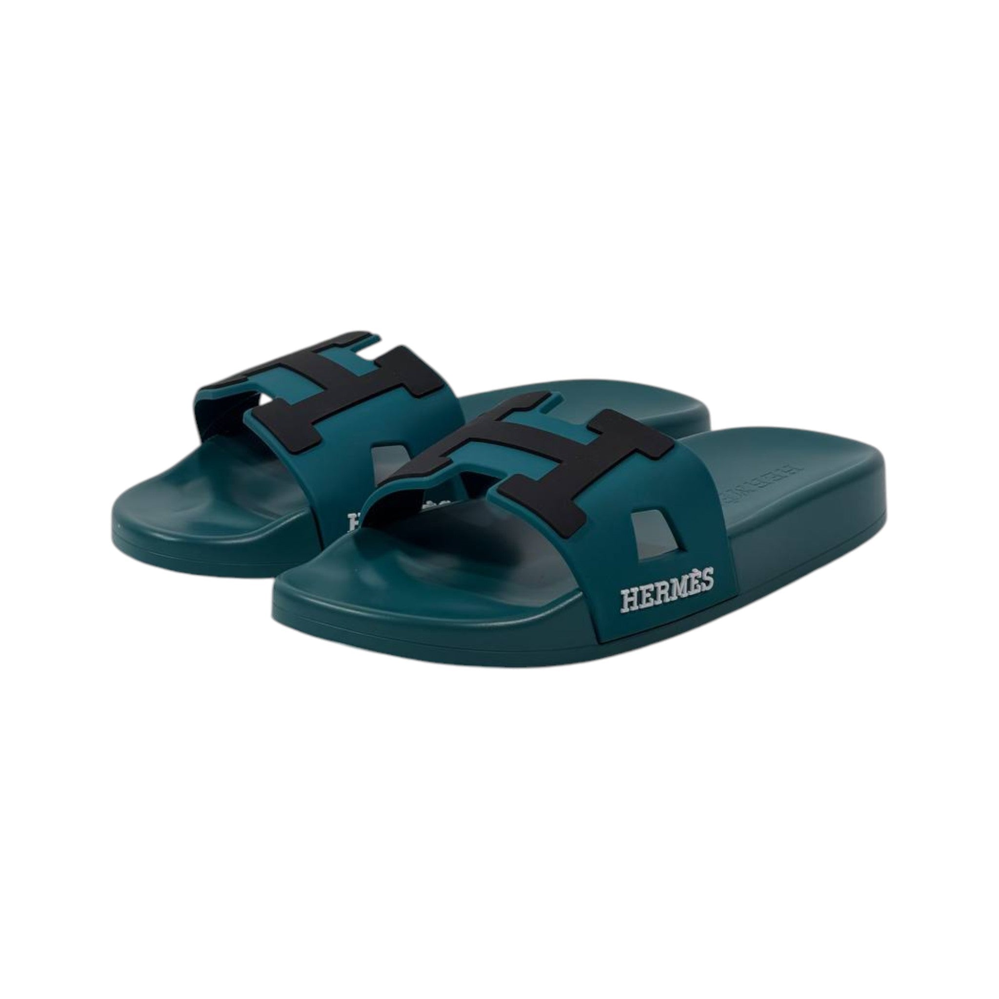 Hermes Chypre Slides – Deep Teal Luxury Edition 💙✨ - MASTERPIECE