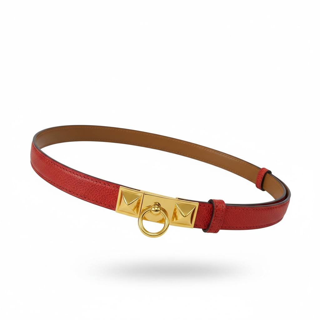 Hermès Collier de Chien Inspired Red Leather Belt — Gold - MASTERPIECE