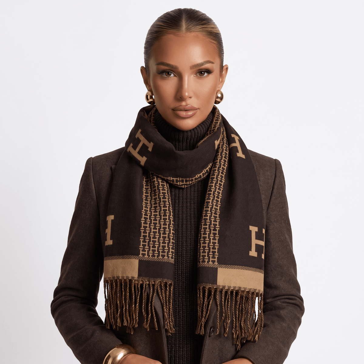 Hermès H Scarf — Black & Gold - MASTERPIECE