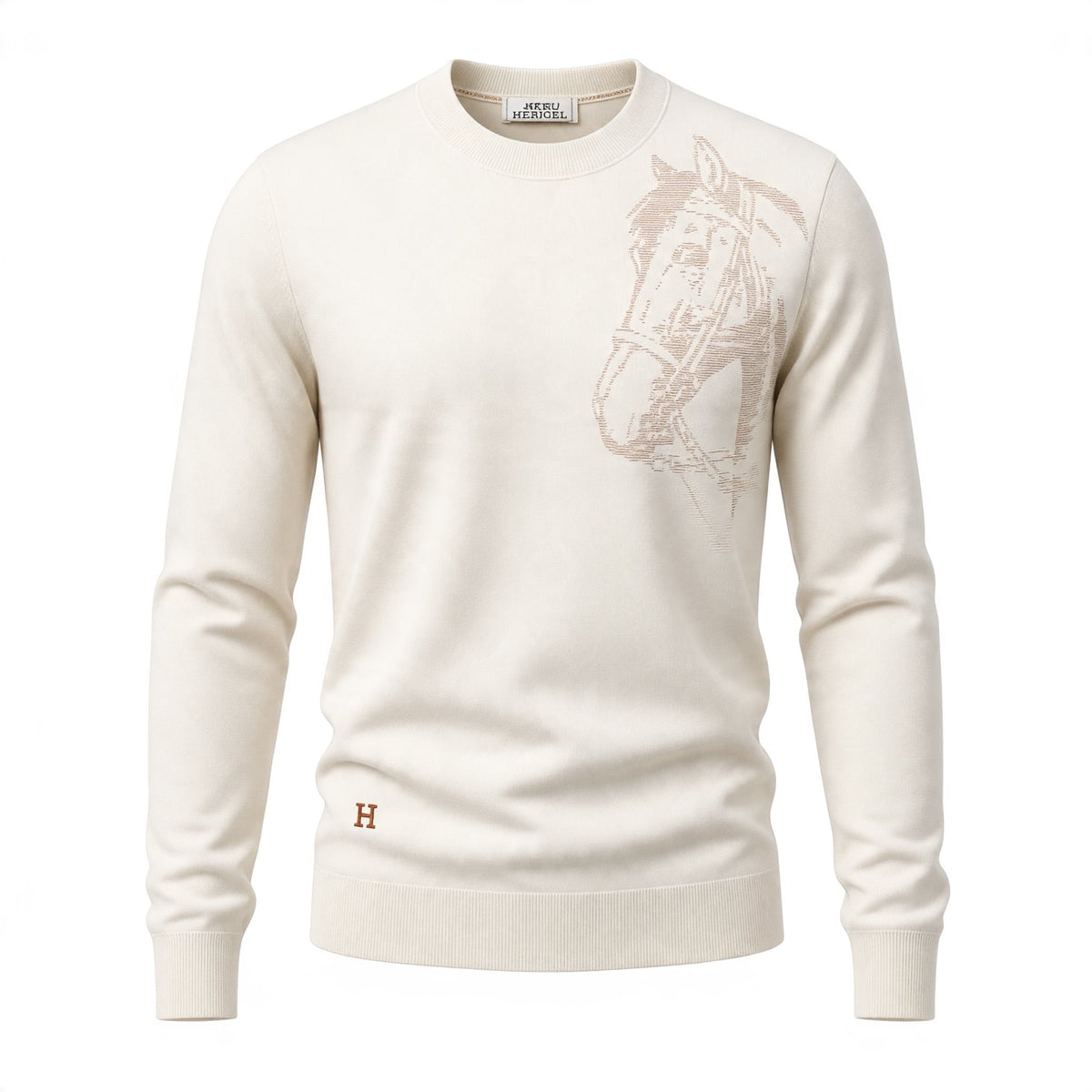 Hermès Horse Motif Crewneck Sweater — Sand - MASTERPIECE