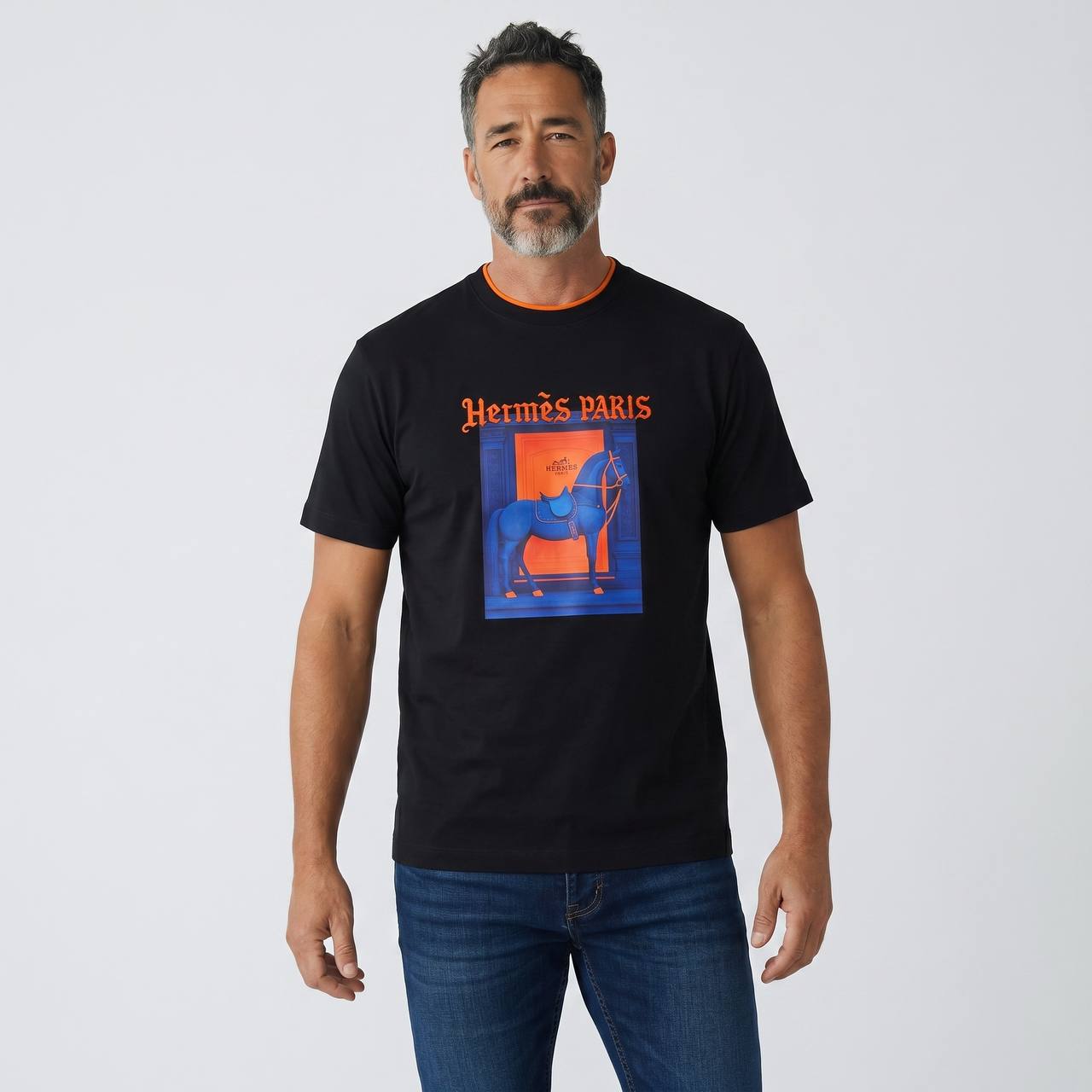 Hermès Paris Midnight Equestrian Graphic T-Shirt 🐎🌌 - MASTERPIECE