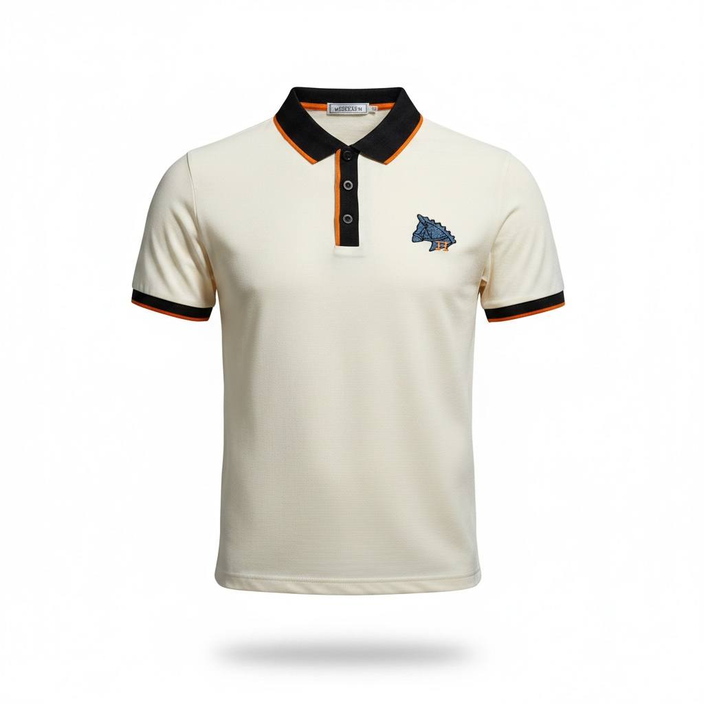 Hermes Premium Contrast Polo Shirt 🧡🤍 | Luxury Minimal Design Slim Fit Tee - MASTERPIECE