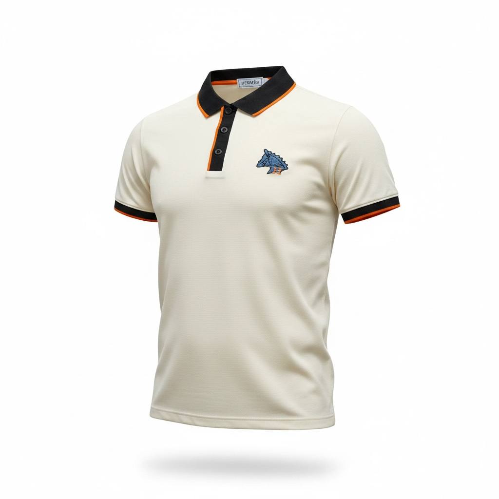 Hermes Premium Contrast Polo Shirt 🧡🤍 | Luxury Minimal Design Slim Fit Tee - MASTERPIECE