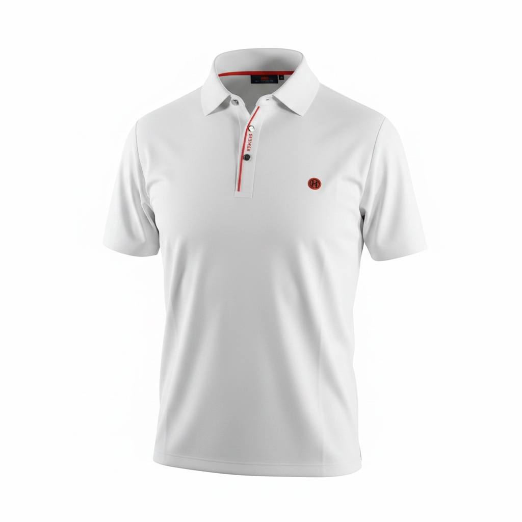 Hermès Premium White Polo Shirt – Elegant Luxury Slim Fit Tee 👕🤍 - MASTERPIECE