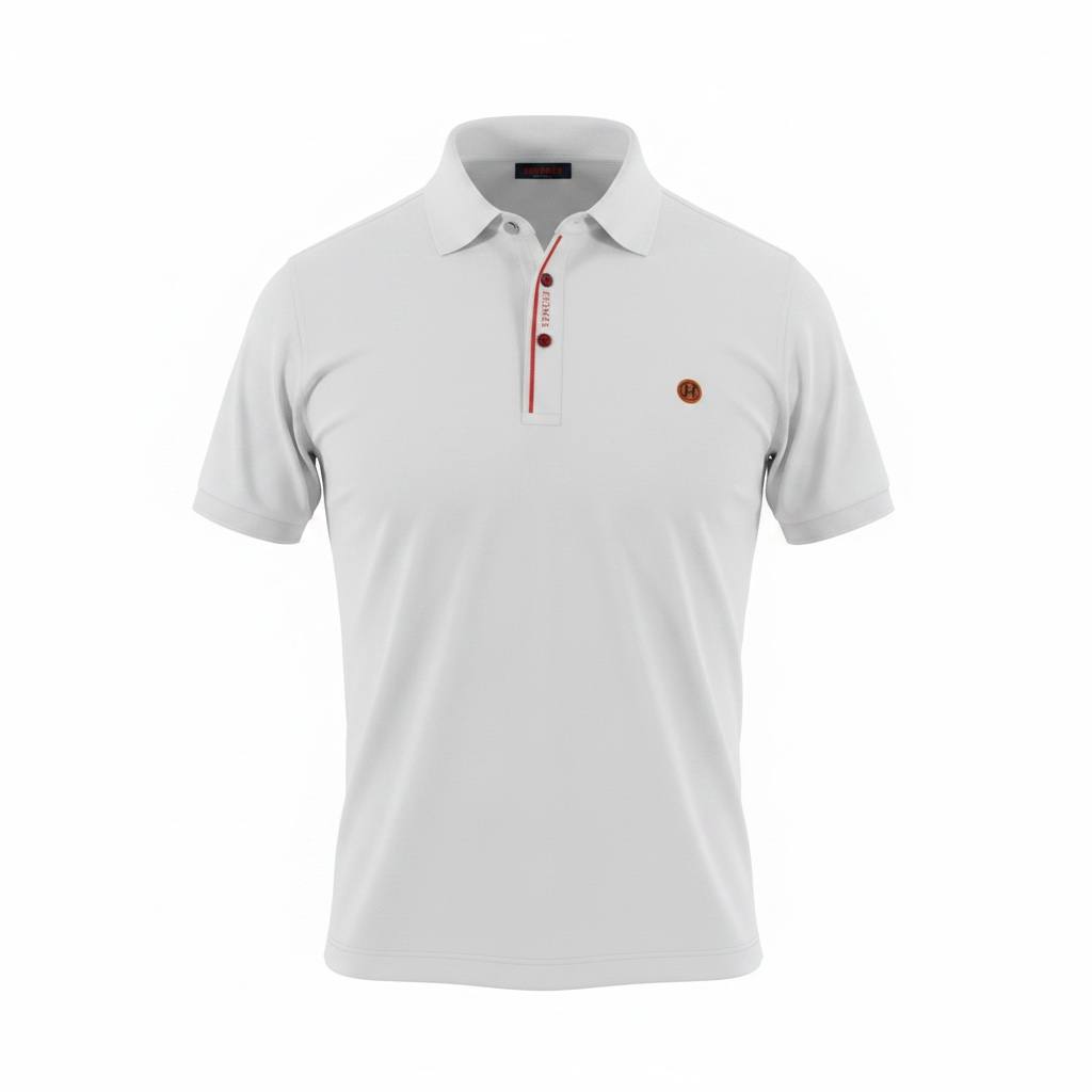 Hermès Premium White Polo Shirt – Elegant Luxury Slim Fit Tee 👕🤍 - MASTERPIECE