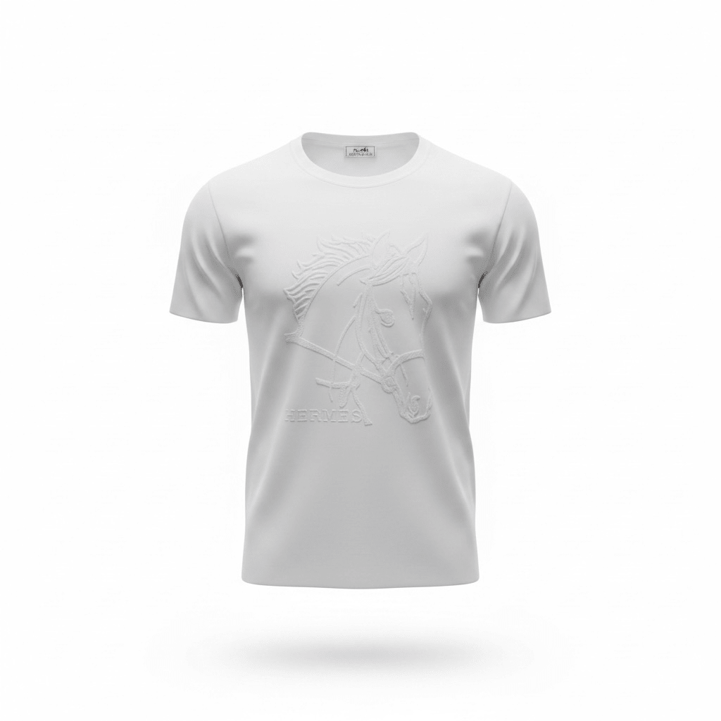 Hermès White Embroidered T-Shirt 🤍✨ Horse Graphic Edition - MASTERPIECE