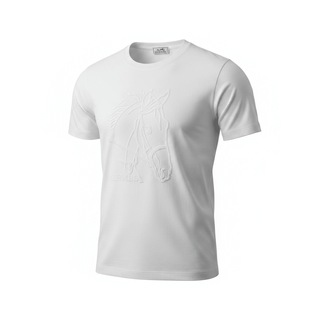 Hermès White Embroidered T-Shirt 🤍✨ Horse Graphic Edition - MASTERPIECE