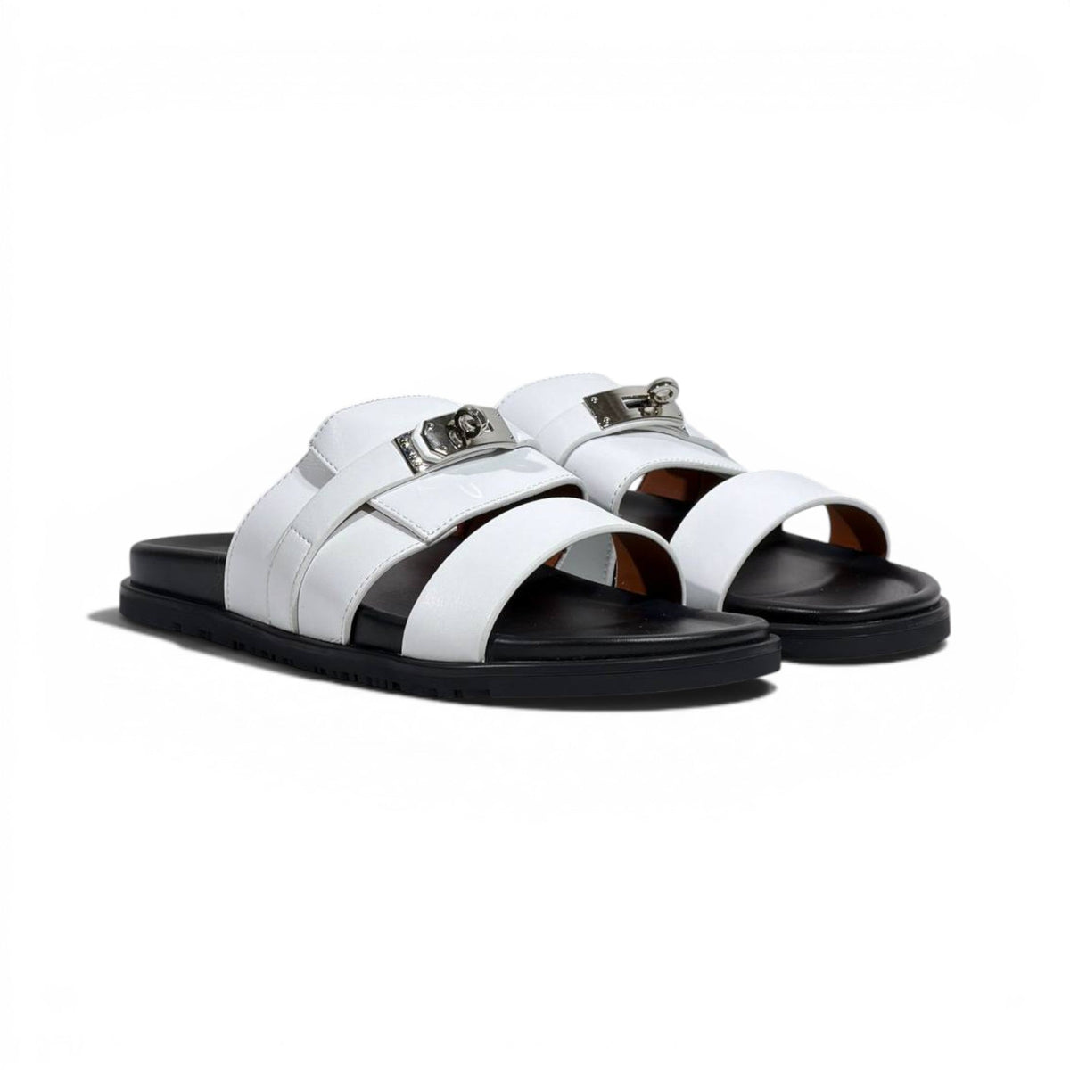 Hermès White Luxury Slide Sandals – Premium Designer Summer Slippers 🤍✨ - MASTERPIECE
