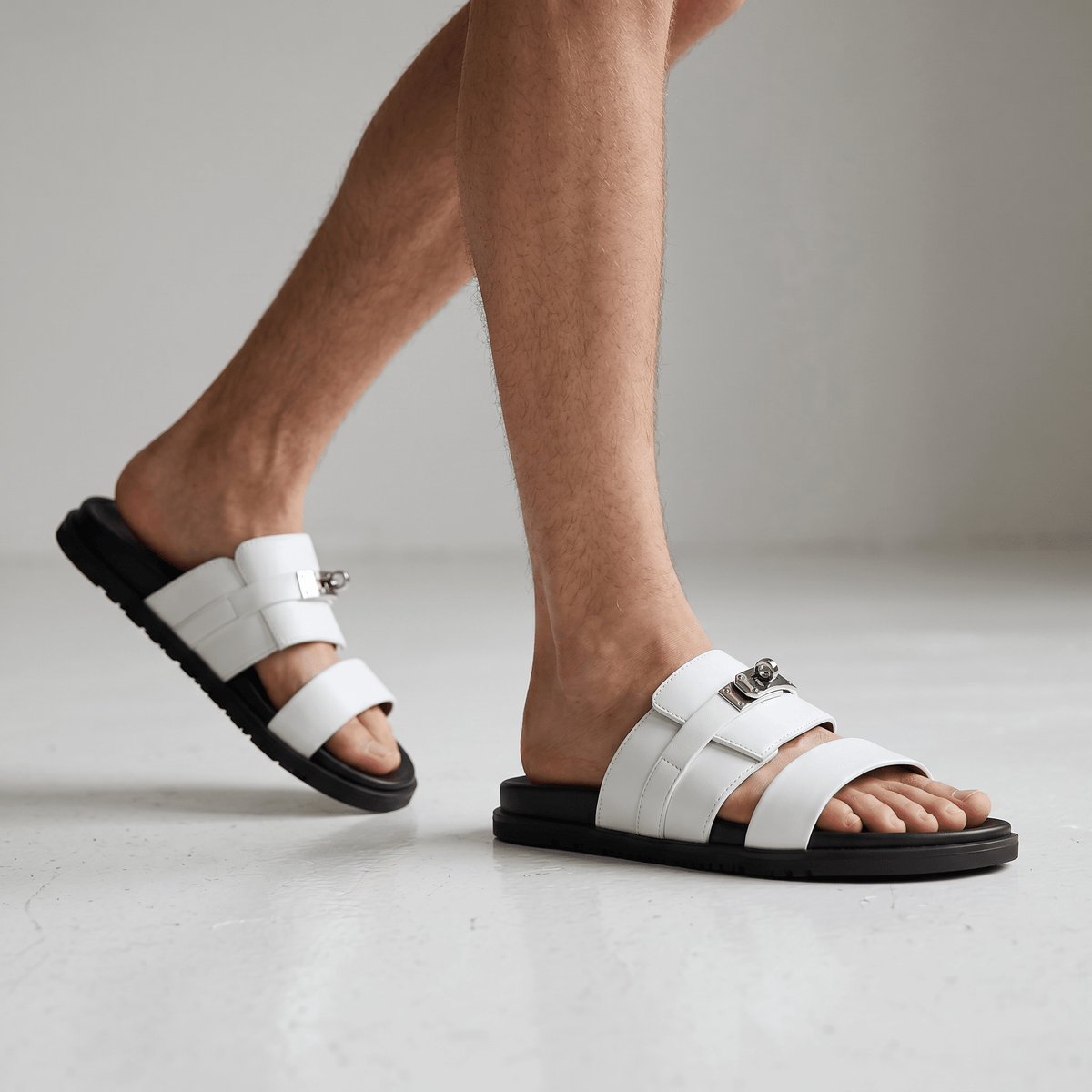 Hermès White Luxury Slide Sandals – Premium Designer Summer Slippers 🤍✨ - MASTERPIECE