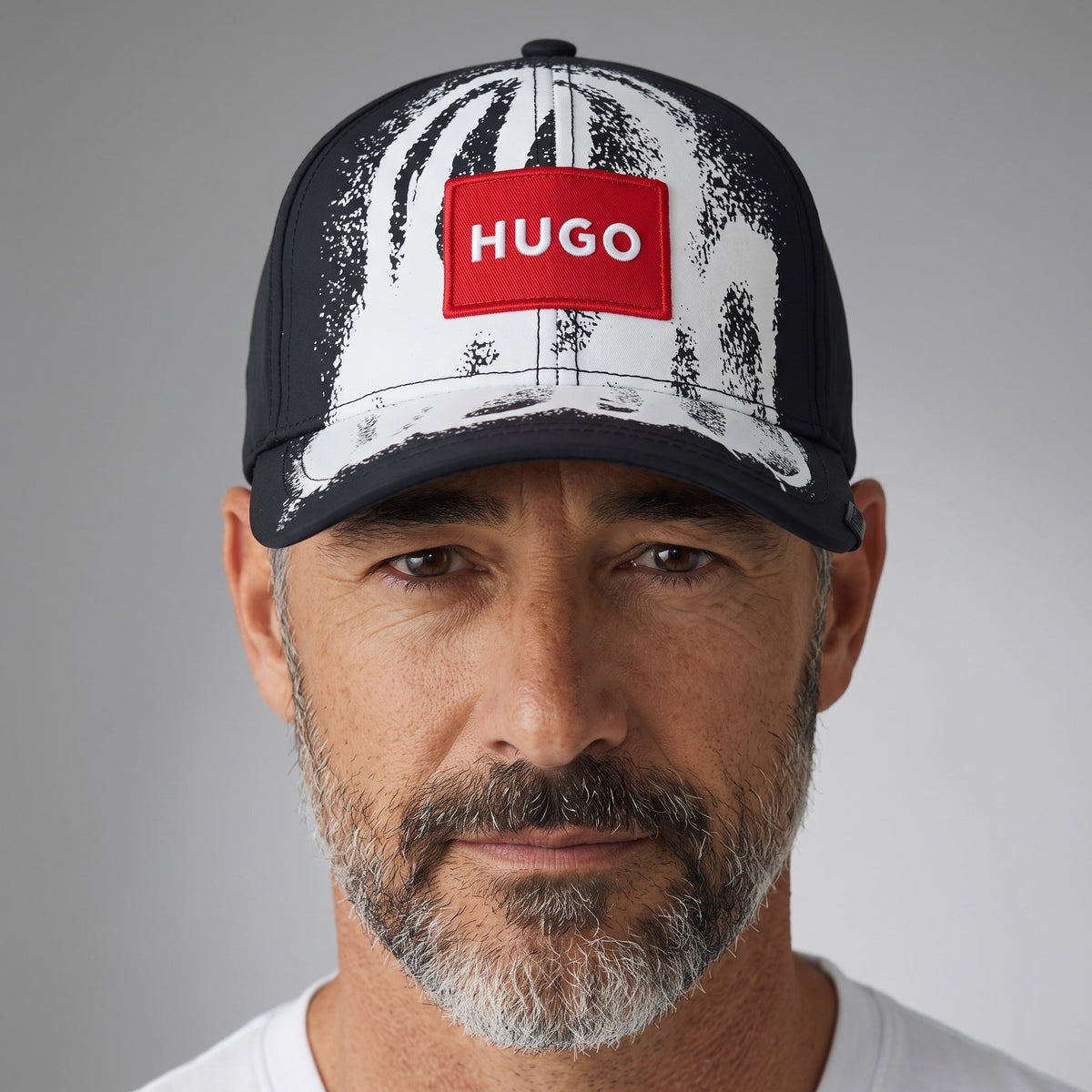 HUGO Baseball Cap – Black & White Print 🧢 - MASTERPIECE