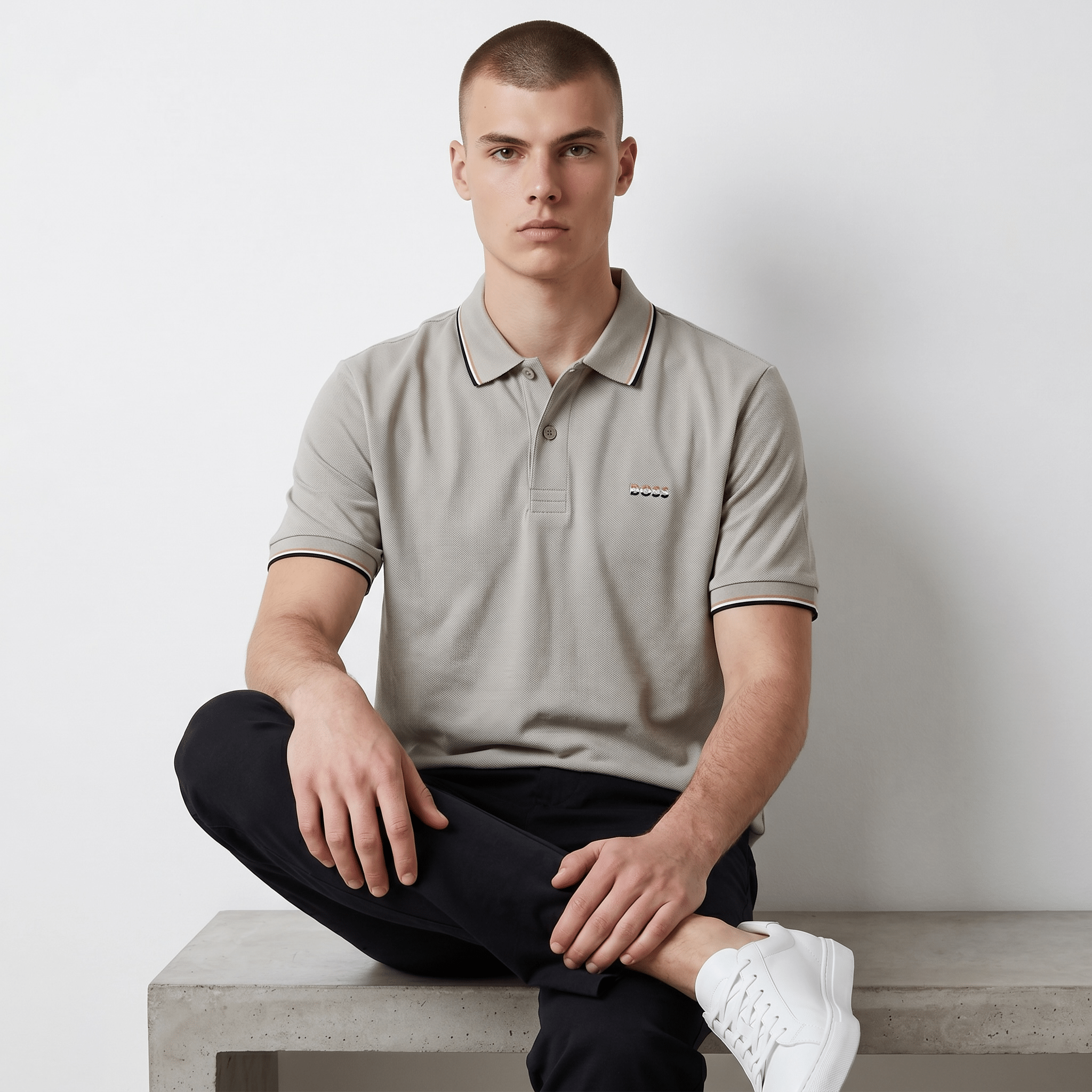 🤍✨ Hugo Boss Beige Luxury Polo Shirt – Timeless Smart Casual Essential 👔🔥 - MASTERPIECE