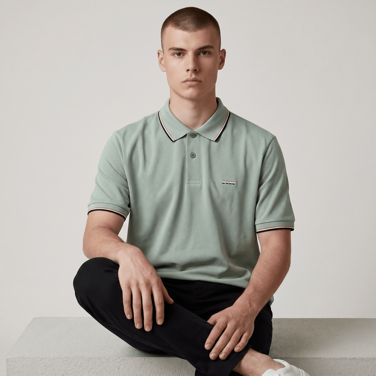 🤍✨ Hugo Boss Beige Luxury Polo Shirt – Timeless Smart Casual Essential 👔🔥 - MASTERPIECE