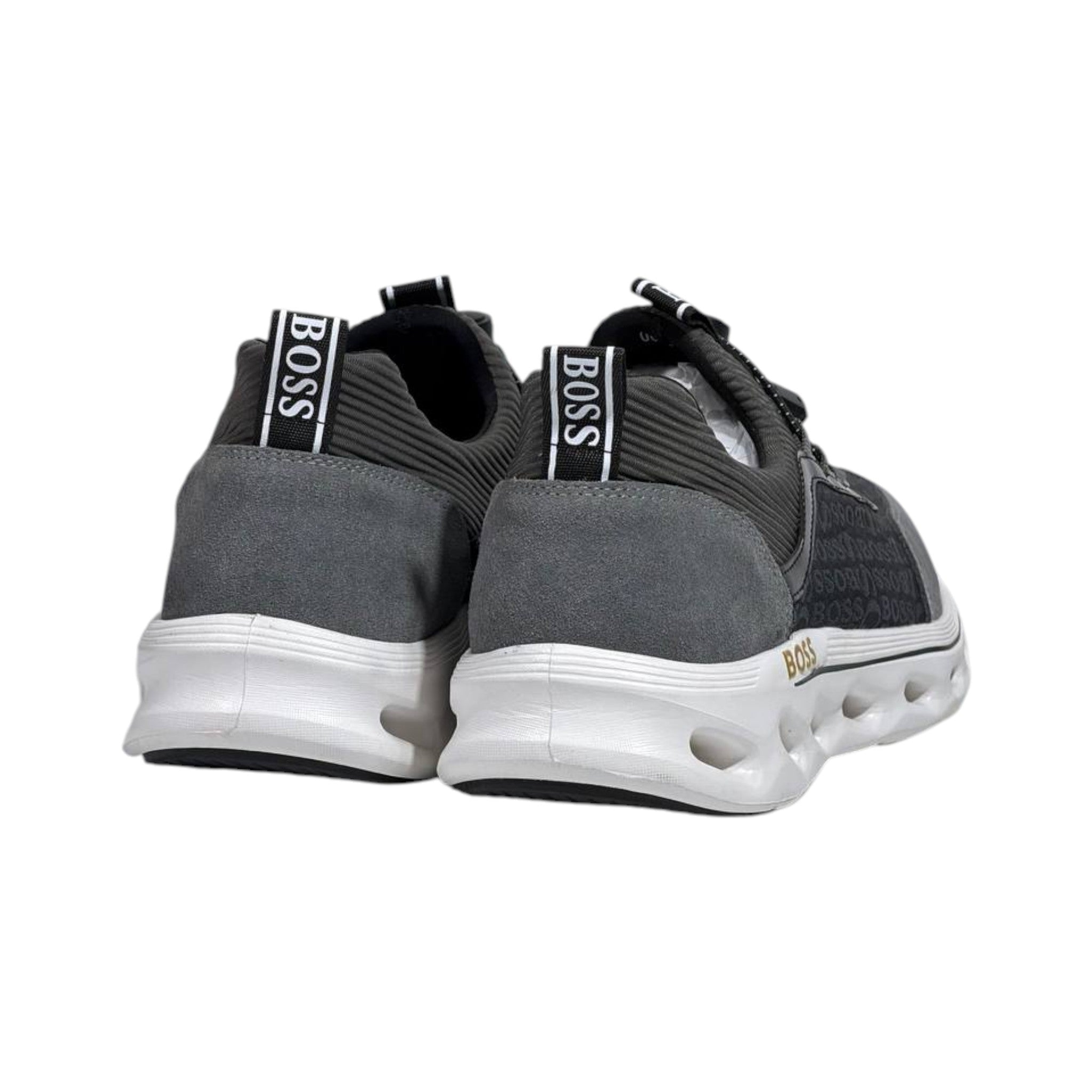 🩶🖤 Hugo Boss Grey & Black Luxury Runner Sneakers 👟⚡ - MASTERPIECE