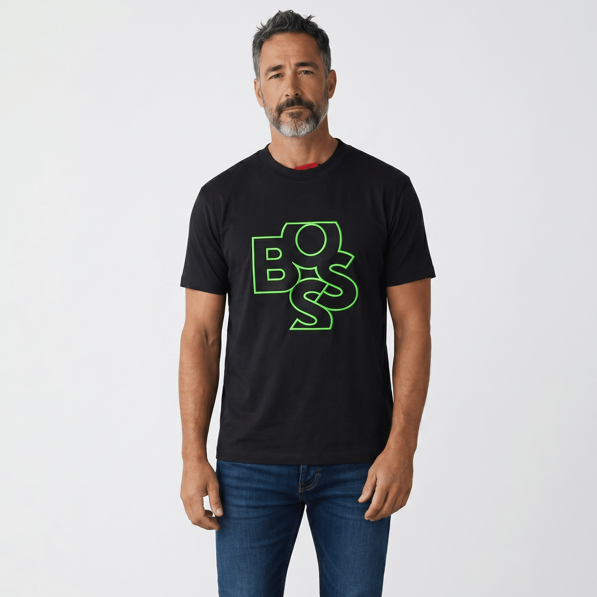 Hugo Boss Neon Logo T-Shirt – Black Edition ⚡🖤 | Bold Streetwear Statement Tee - MASTERPIECE