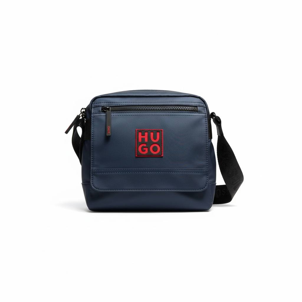 HUGO boss Red Logo Navy Crossbody Bag 🔴🔵 | Sleek Urban Messenger - MASTERPIECE