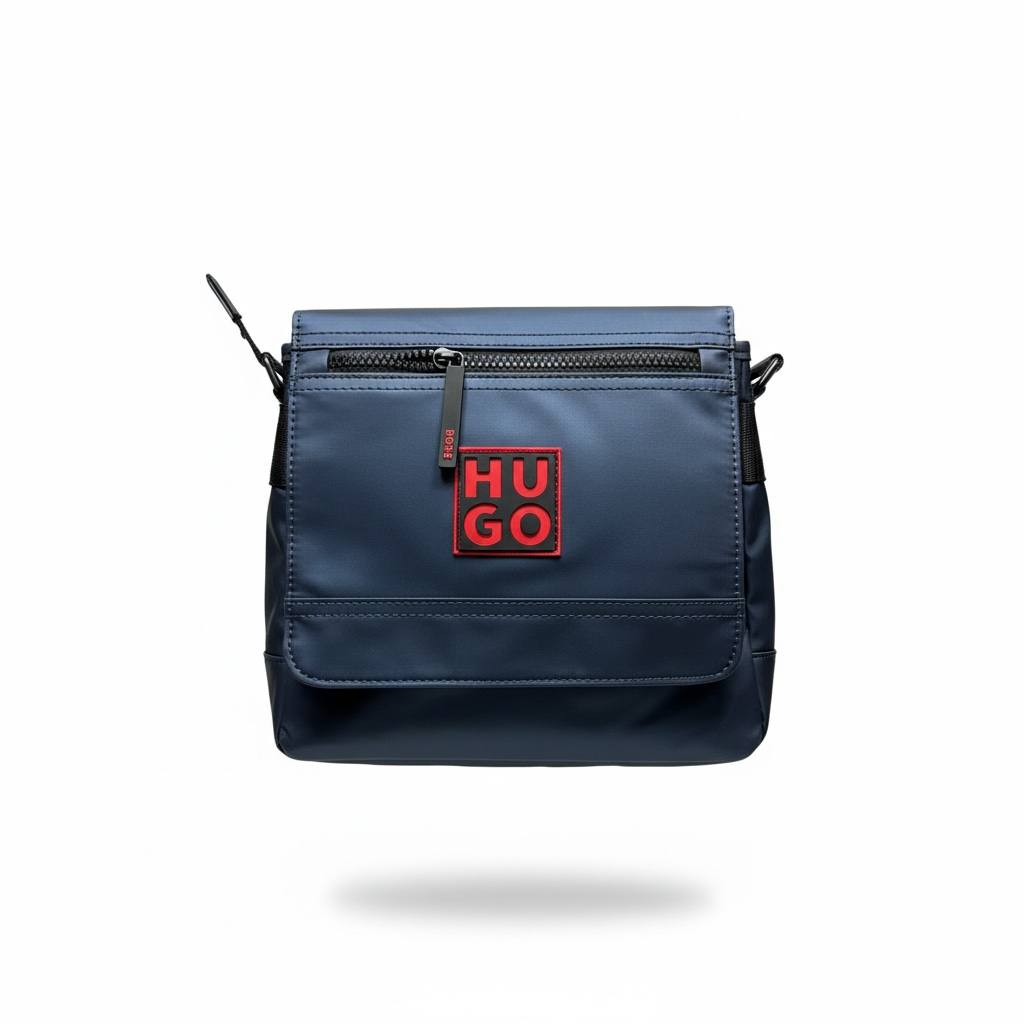 HUGO boss Red Logo Navy Crossbody Bag 🔴🔵 | Sleek Urban Messenger - MASTERPIECE