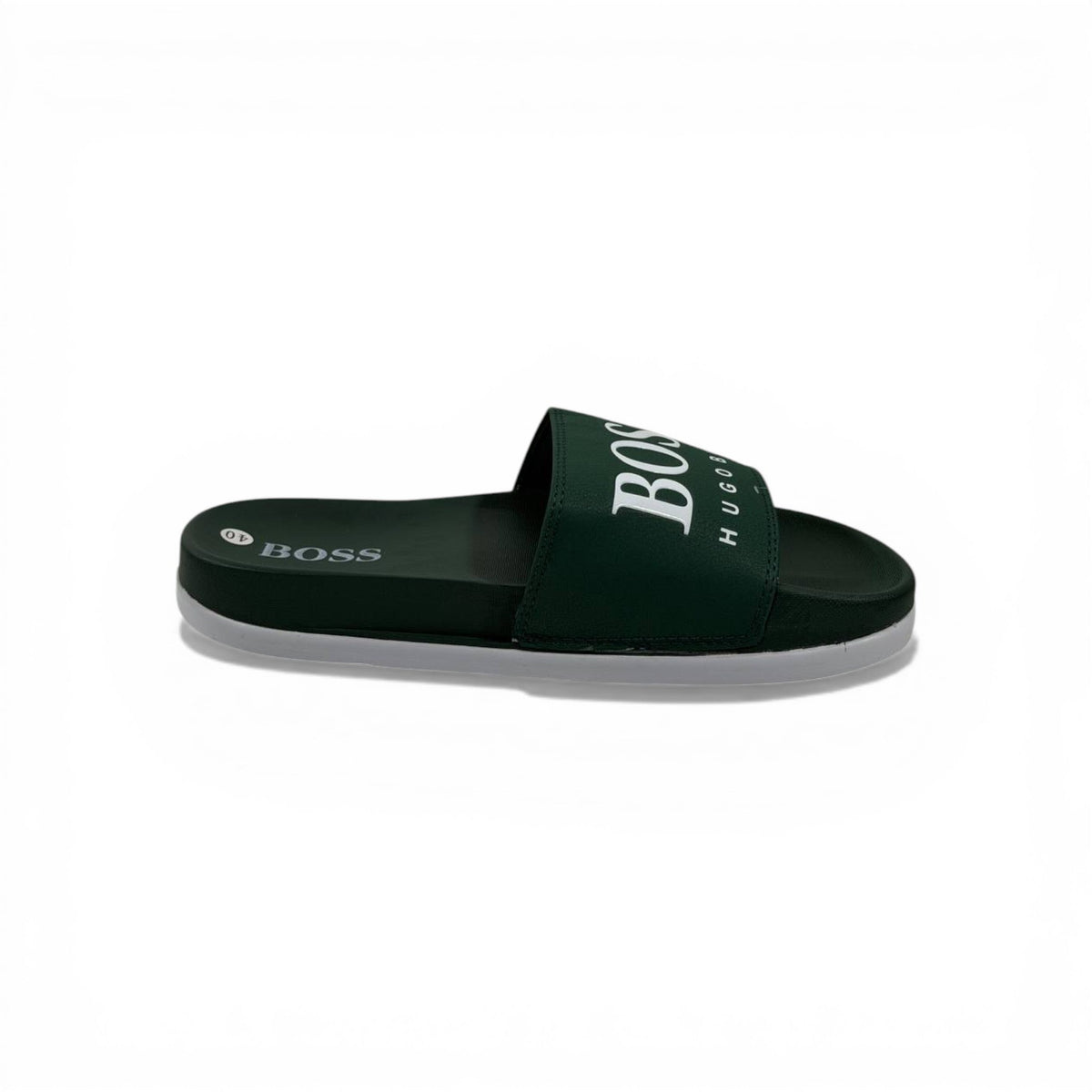 🟢🔥 Hugo Boss Slides – Forest Green Signature Edition 💎🩴 - MASTERPIECE