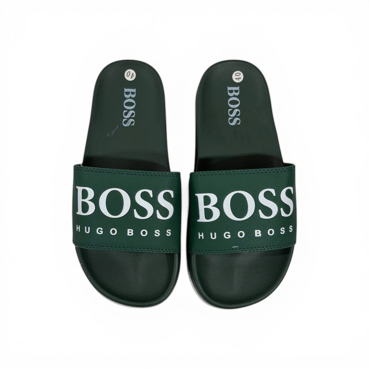 🟢🔥 Hugo Boss Slides – Forest Green Signature Edition 💎🩴 - MASTERPIECE