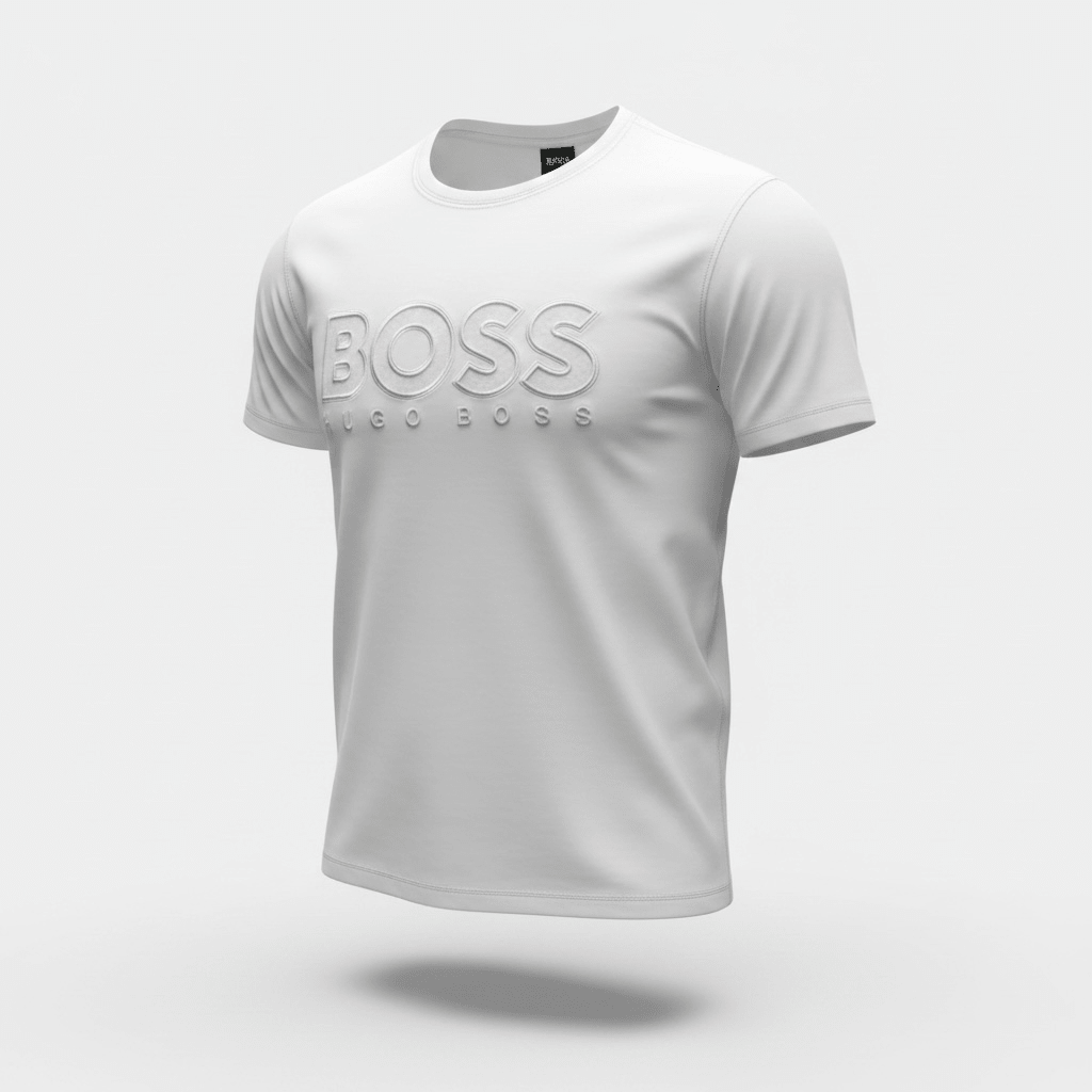 HUGO BOSS White Embossed Logo T-Shirt 🤍✨ Clean Luxury Edition - MASTERPIECE