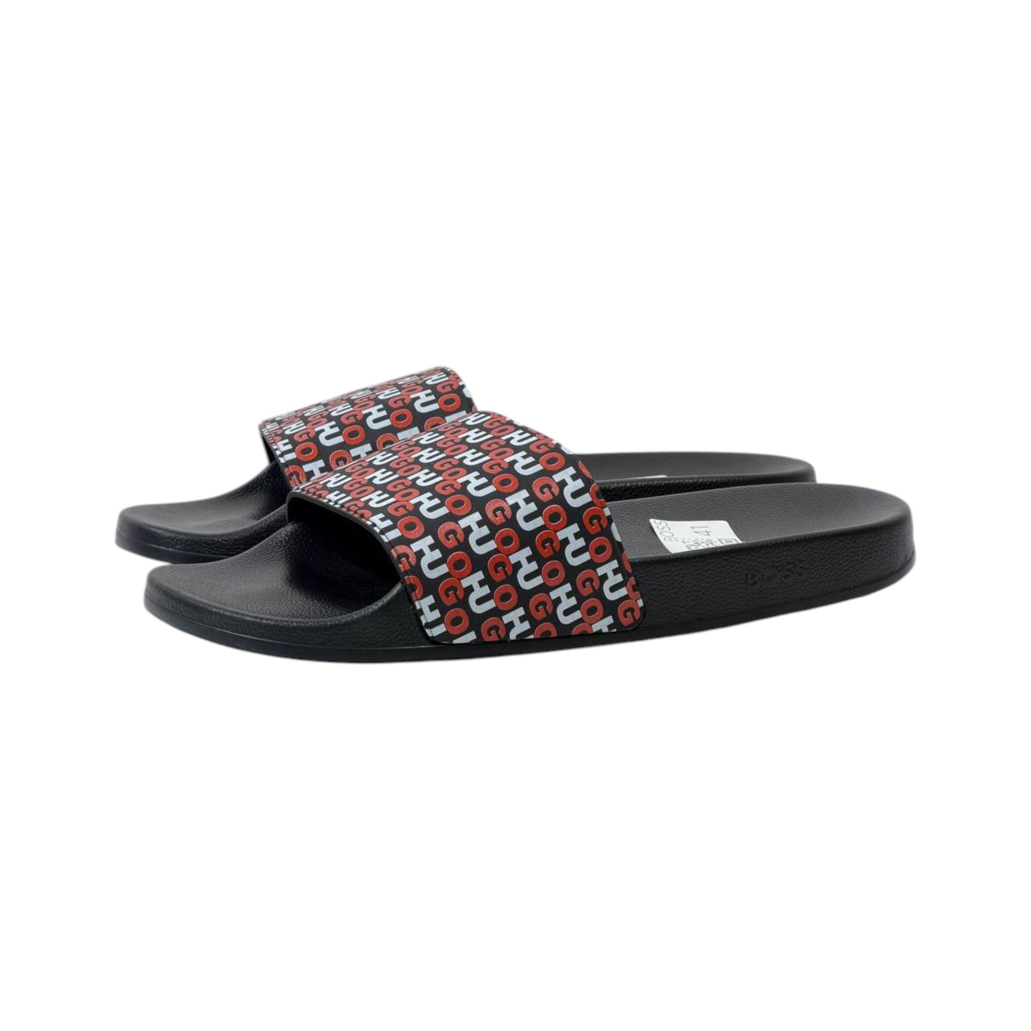 Hugo Logo Print Slides – Black Edition 🔥🖤 - MASTERPIECE