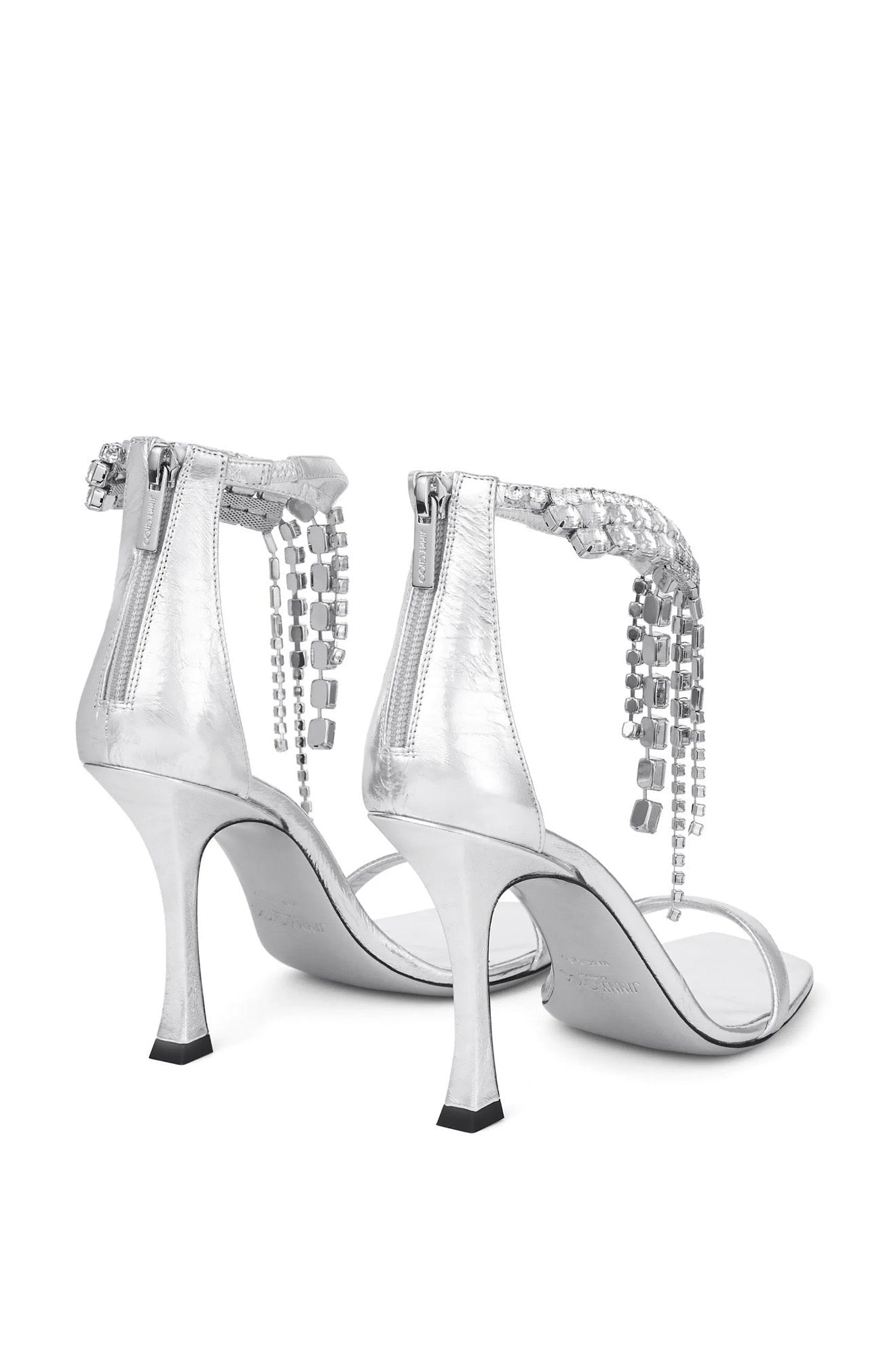 Jimmy Choo Crystal Fringe Heeled Sandals – Silver Glam Edition ✨👠 - MASTERPIECE