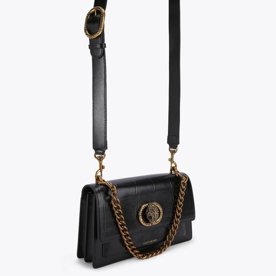 🖤 Kurt Geiger Croc-Embossed Chain Shoulder Bag – Black Luxury Edition ✨ - MASTERPIECE