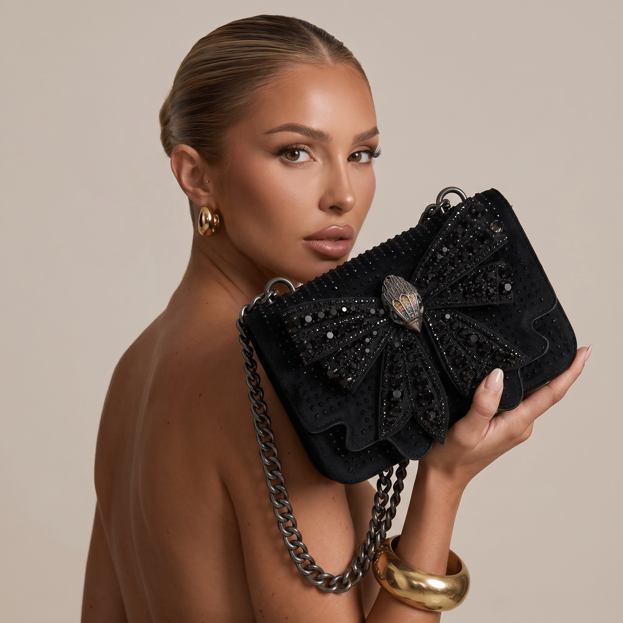 🖤 Kurt Geiger Crystal Bow Chain Crossbody Bag 🖤 - MASTERPIECE