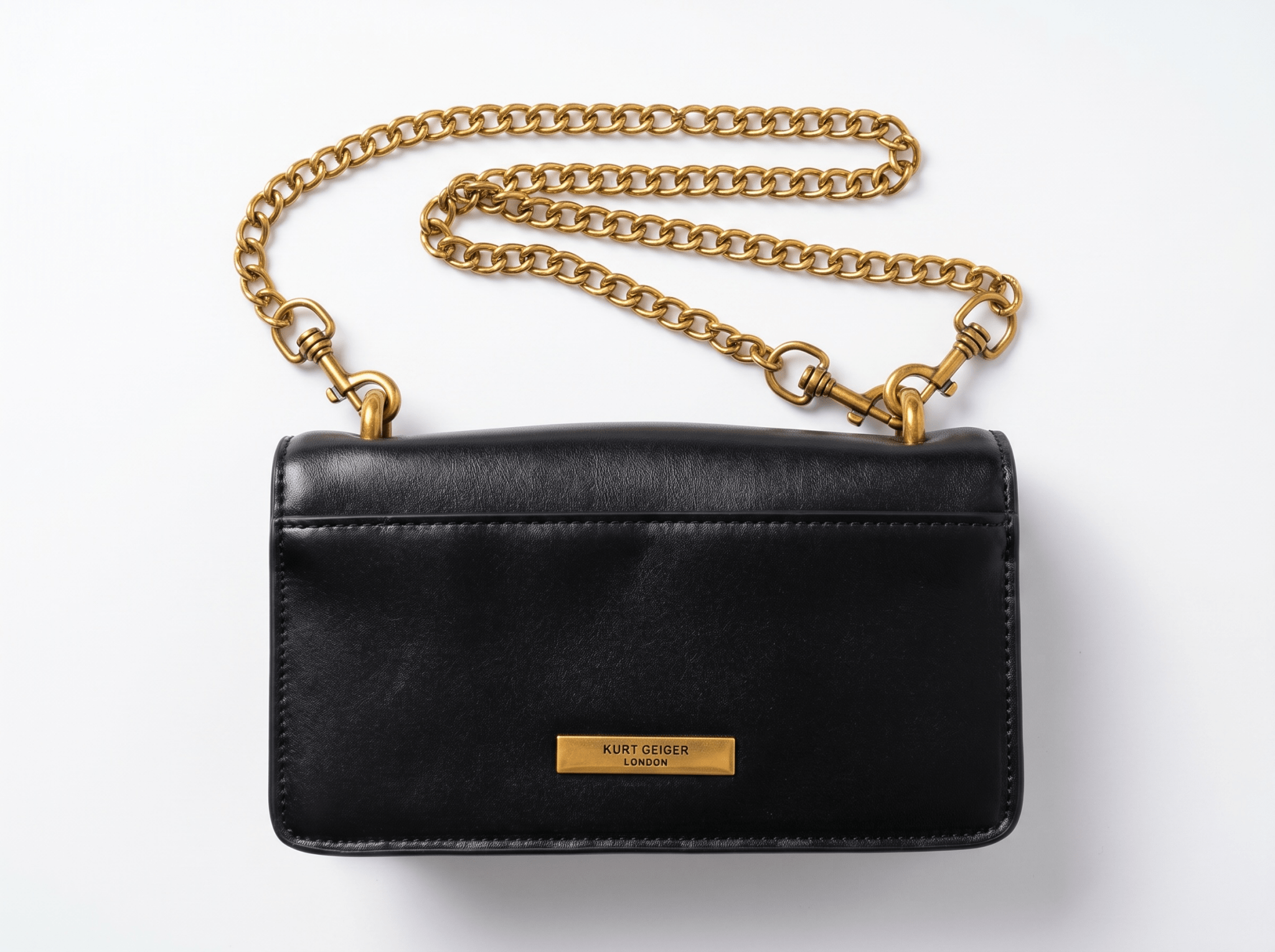🖤 Kurt Geiger Kensington Leather Crossbody Bag – Black & Gold Luxe Edition ✨ - MASTERPIECE