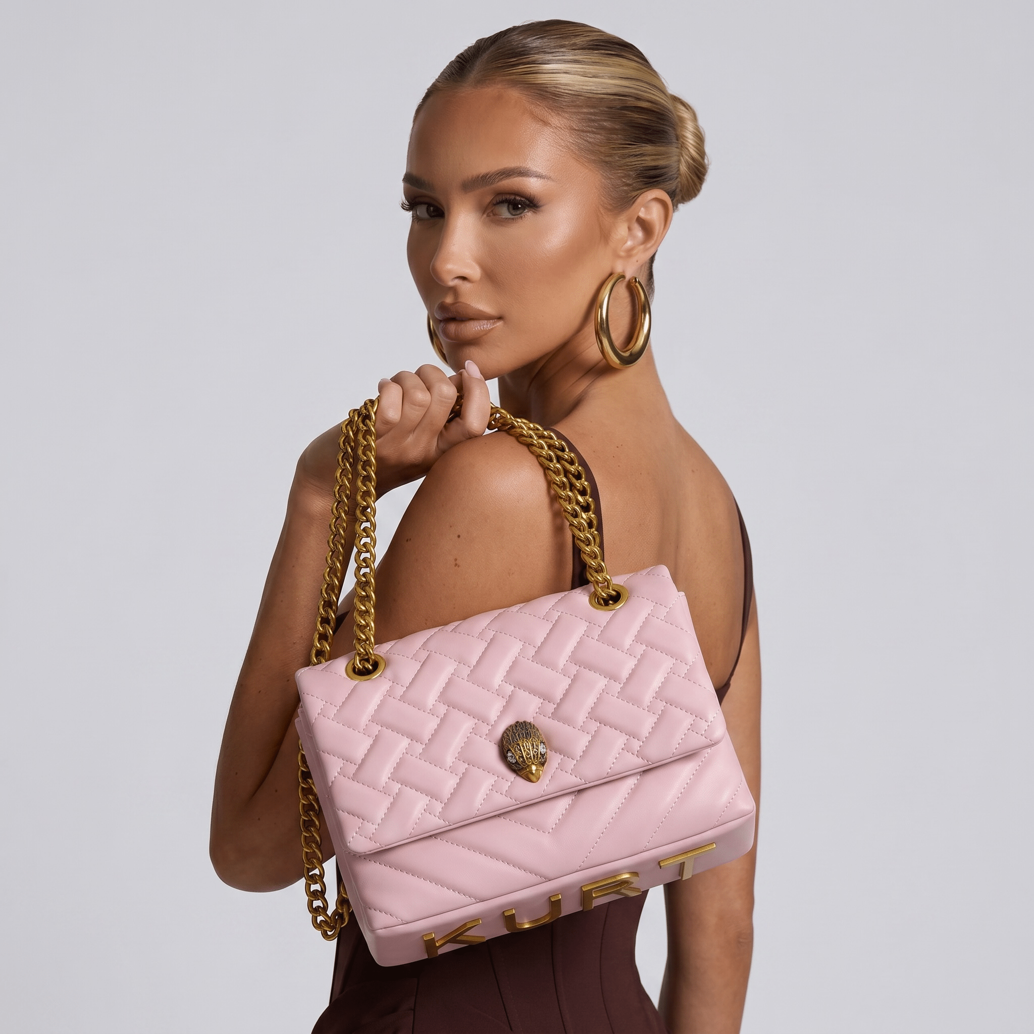 Kurt Geiger Large Kensington Pink Quilted Bag – Gold Chain 💗✨ - MASTERPIECE