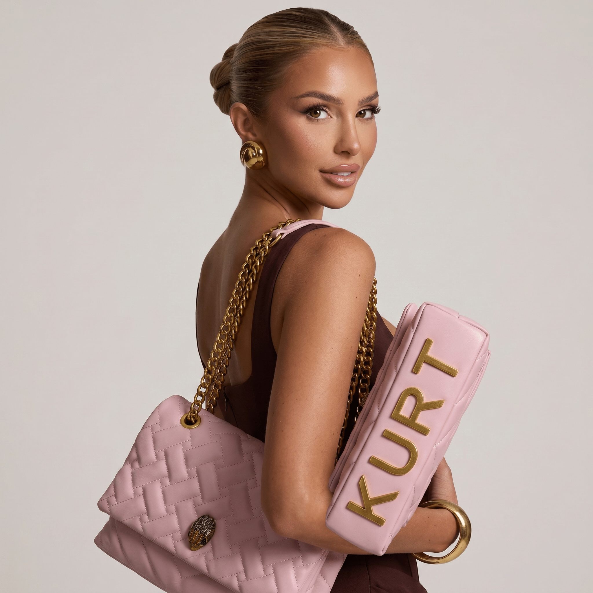 Kurt Geiger Large Kensington Pink Quilted Bag – Gold Chain 💗✨ - MASTERPIECE