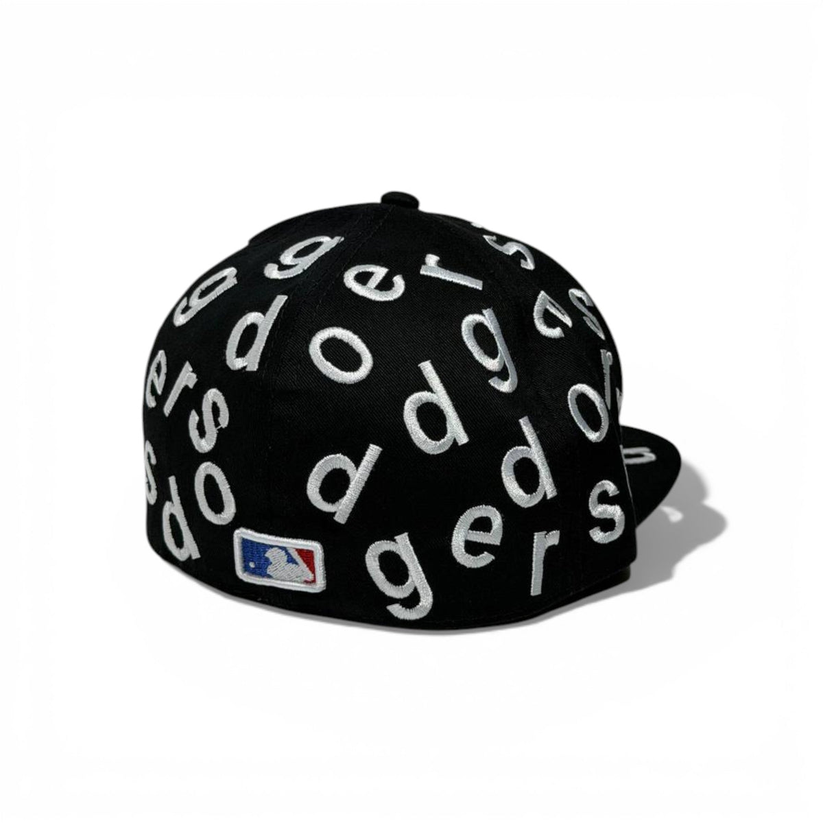LA Dodgers All-Over Letter Embroidered Snapback Cap — Black - MASTERPIECE