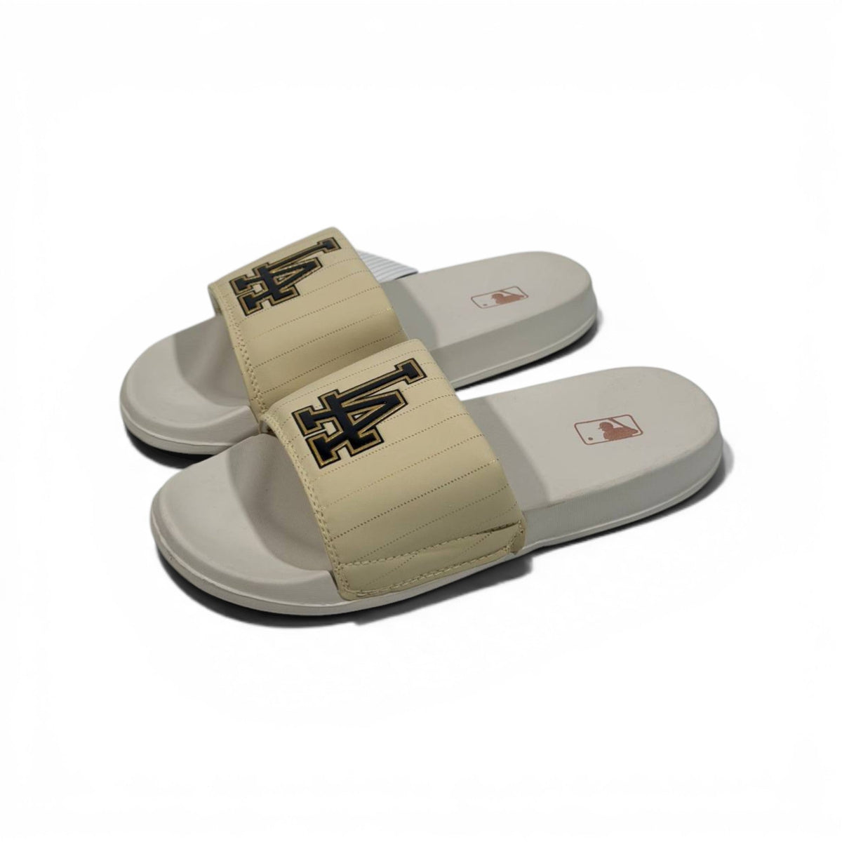 🤍⚾ LA Logo Slides – Beige Premium Comfort Edition - MASTERPIECE