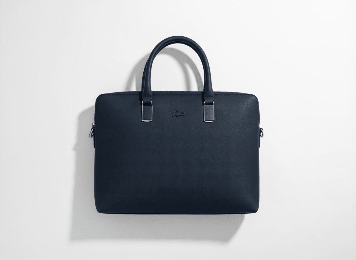 LACOSTE Classic Leather Briefcase 💼🔵 | Minimal Executive Edition - MASTERPIECE