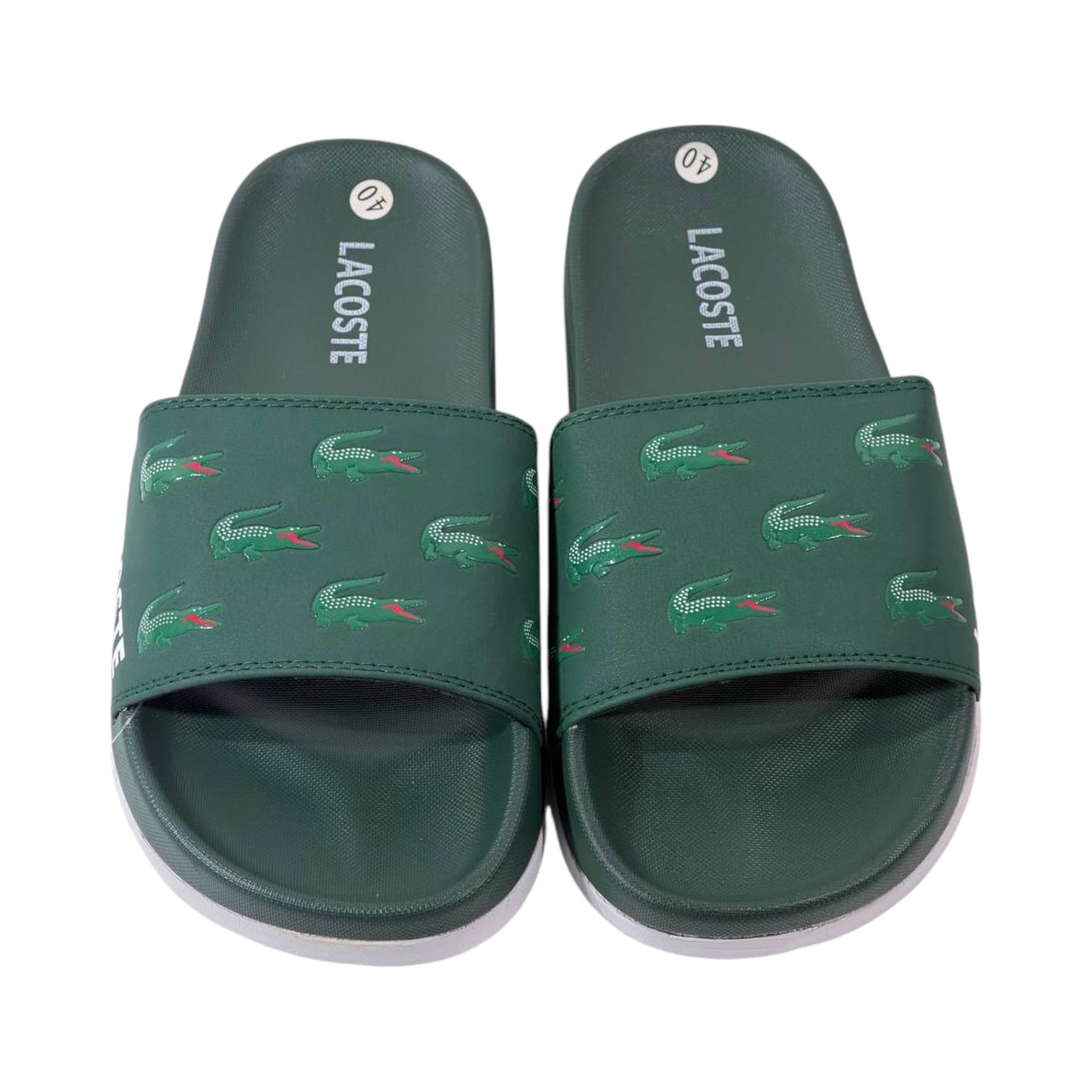 🐊 Lacoste Crocodile Pattern Slides – Forest Green Edition 💚✨ - MASTERPIECE