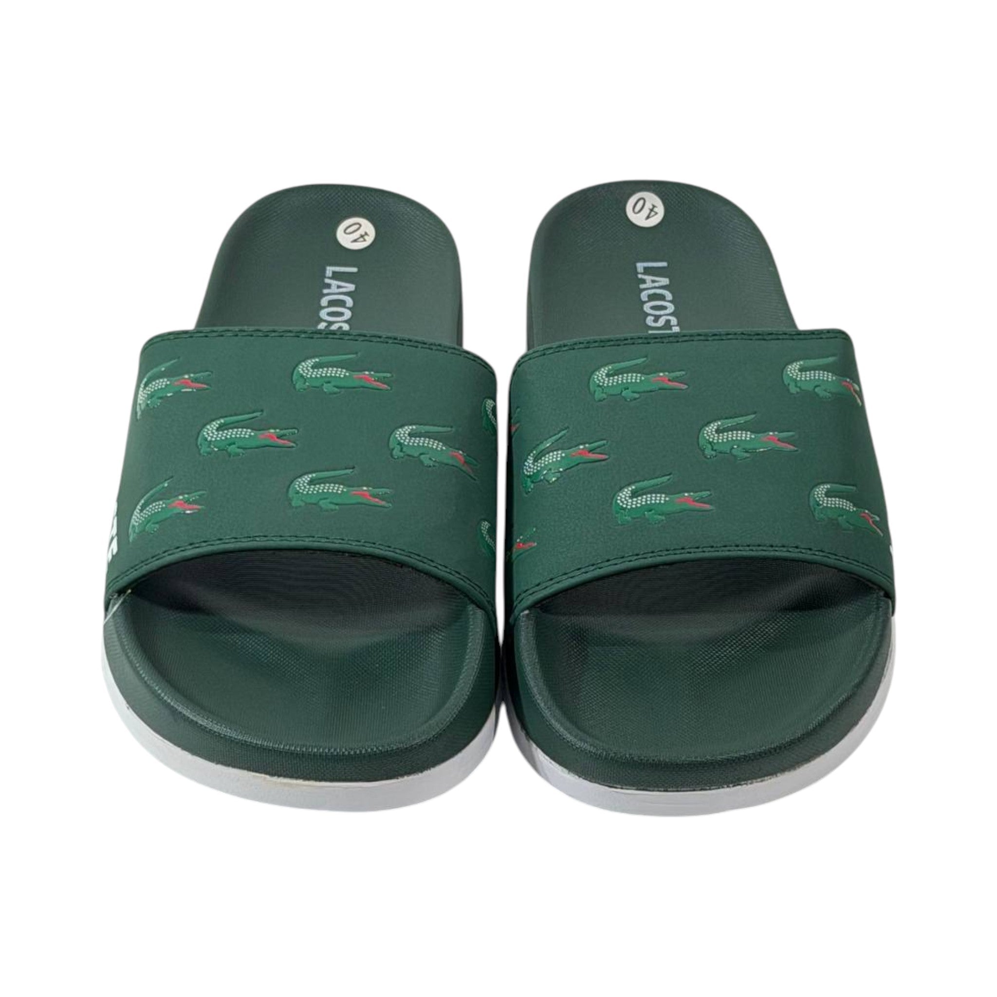 🐊 Lacoste Crocodile Pattern Slides – Forest Green Edition 💚✨ - MASTERPIECE