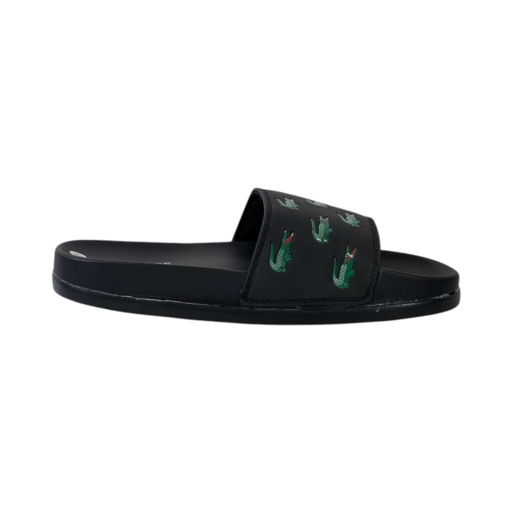 🐊 Lacoste Crocodile Print Slides – Black Signature Edition 🖤✨ - MASTERPIECE