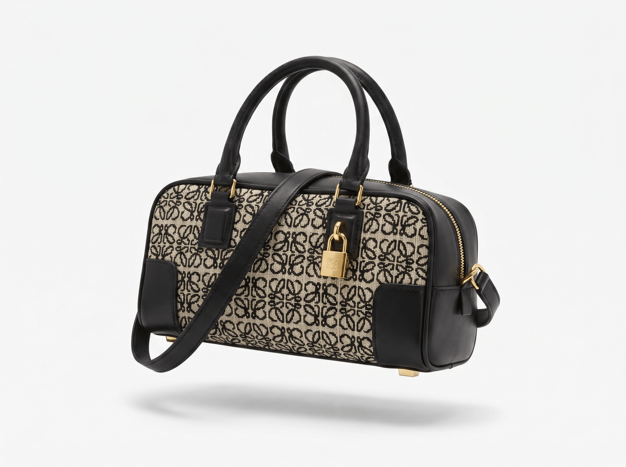 Loewe Anagram Canvas Boston Bag – Black & Sand 🖤✨ - MASTERPIECE