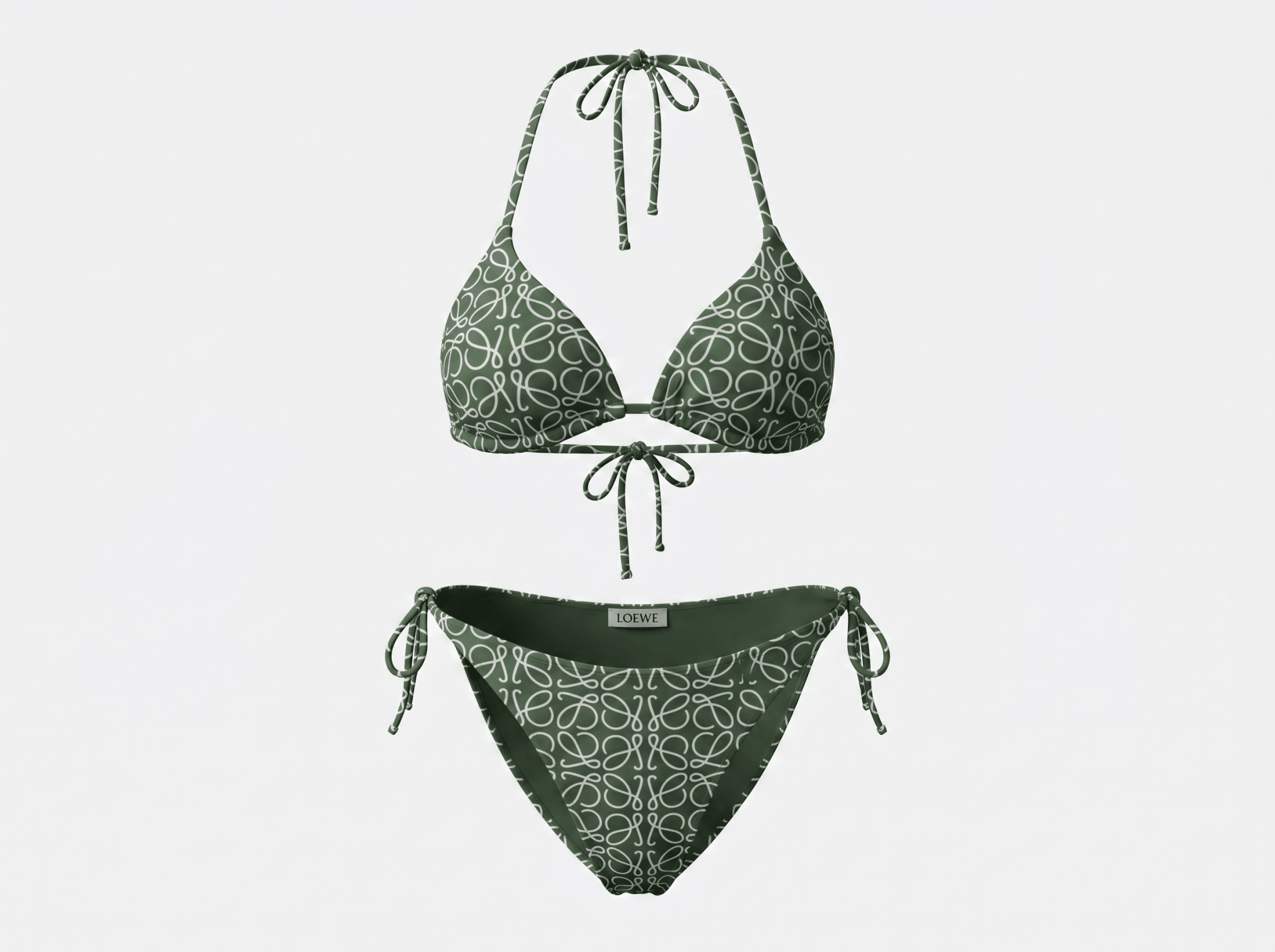 Loewe Anagram Triangle Bikini Set – Olive Green 💚🌿🏖️ - MASTERPIECE