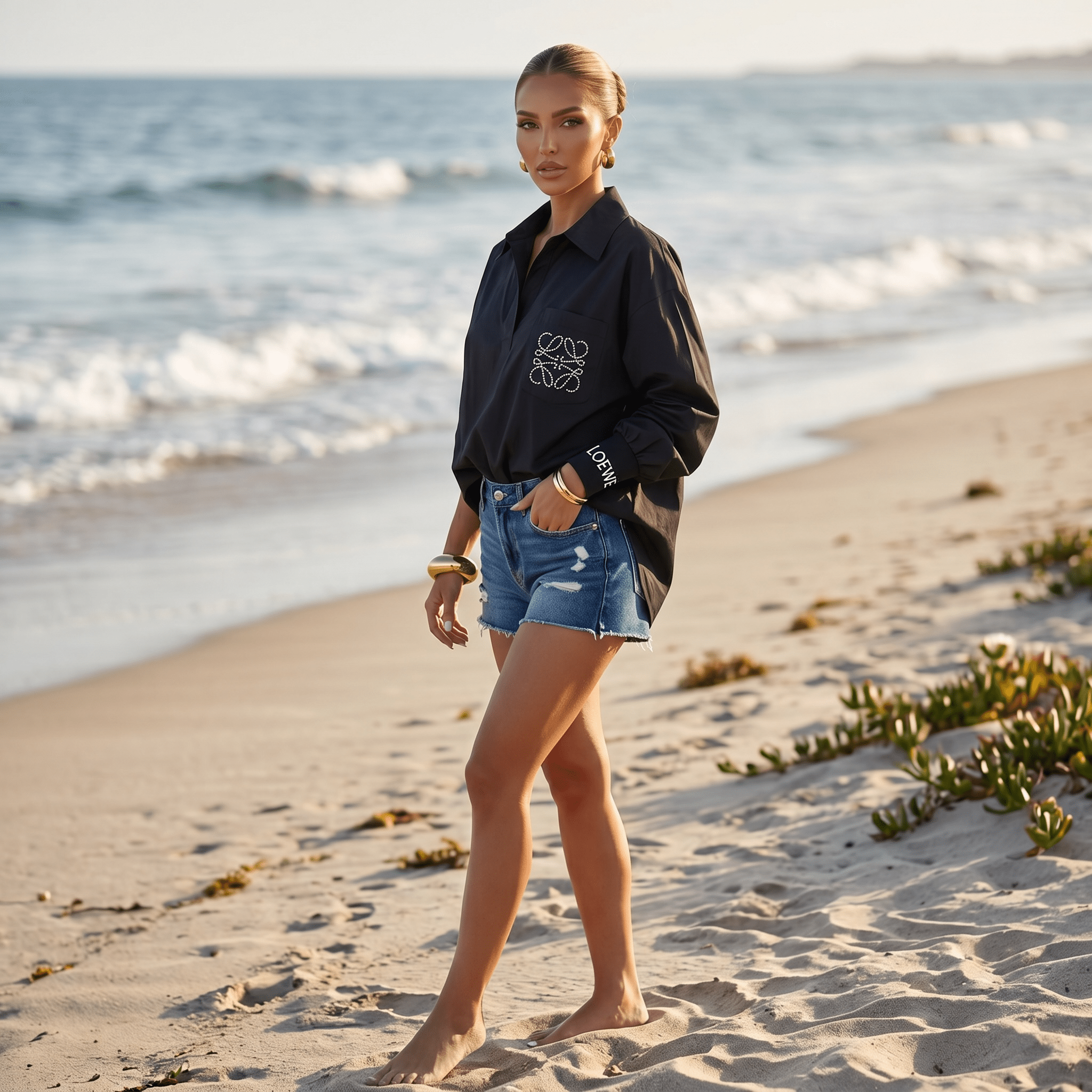 Loewe Embroidered Cotton Beach Shirt – Black 🖤🌊 - MASTERPIECE