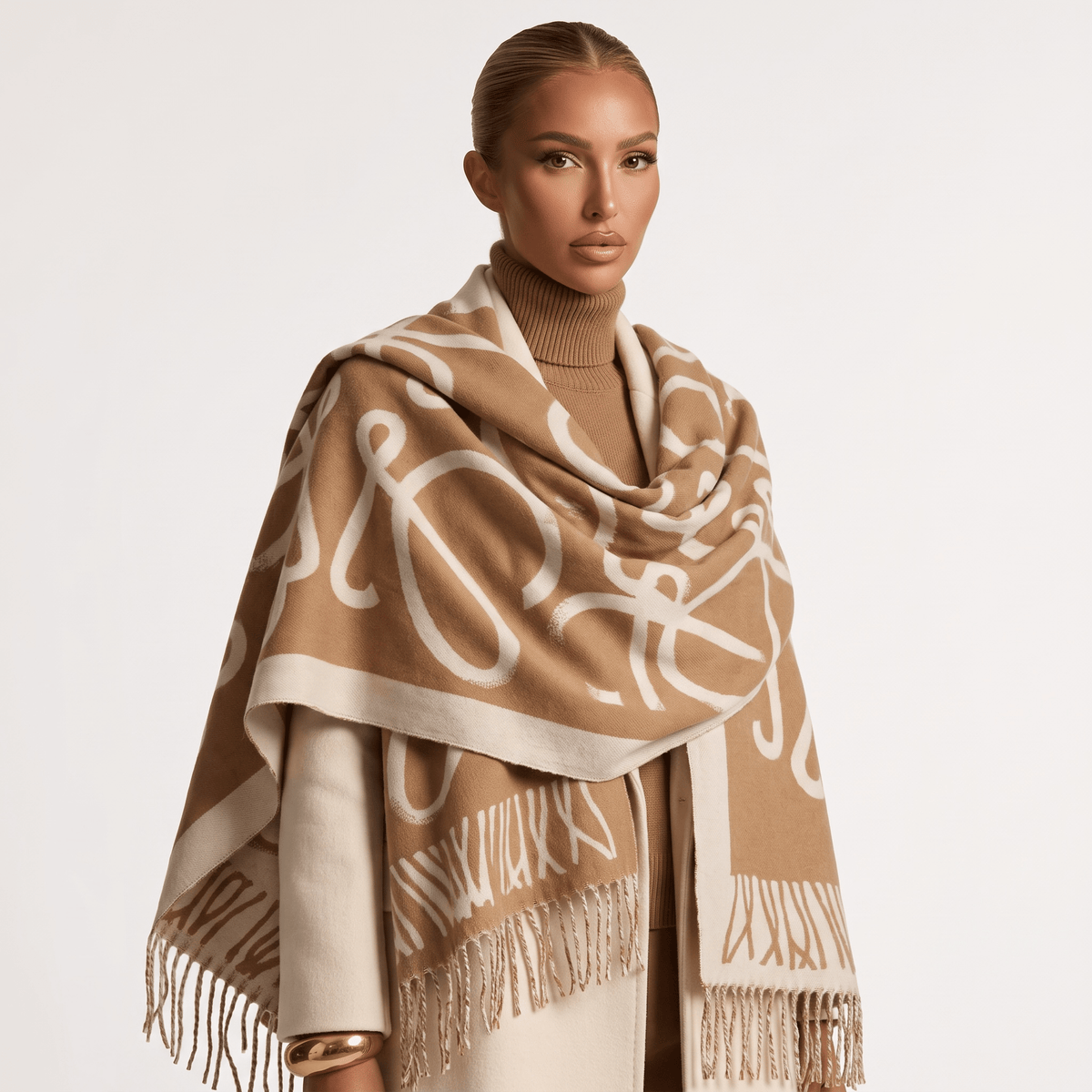 Loewe Patterned Scarf — Brown & Ivory - MASTERPIECE