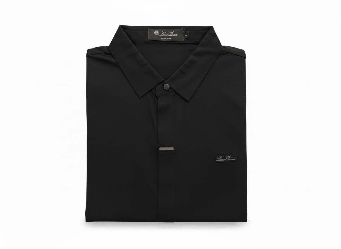 Loro Piana Black Minimal Polo Shirt 🖤✨ Modern Luxury Fit - MASTERPIECE
